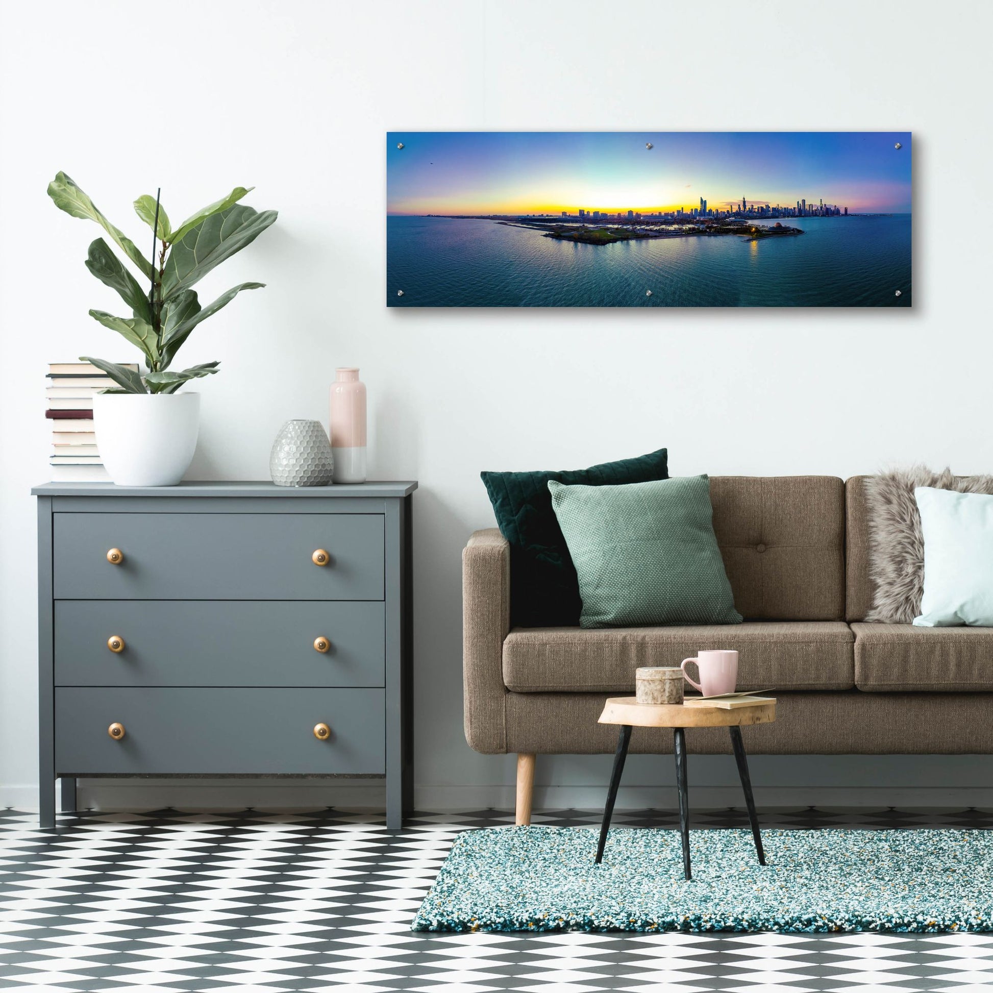 Epic Art 'Chicago - Planetarium Sunset' by Epic Portfolio, Acrylic Glass Wall Art,48x16