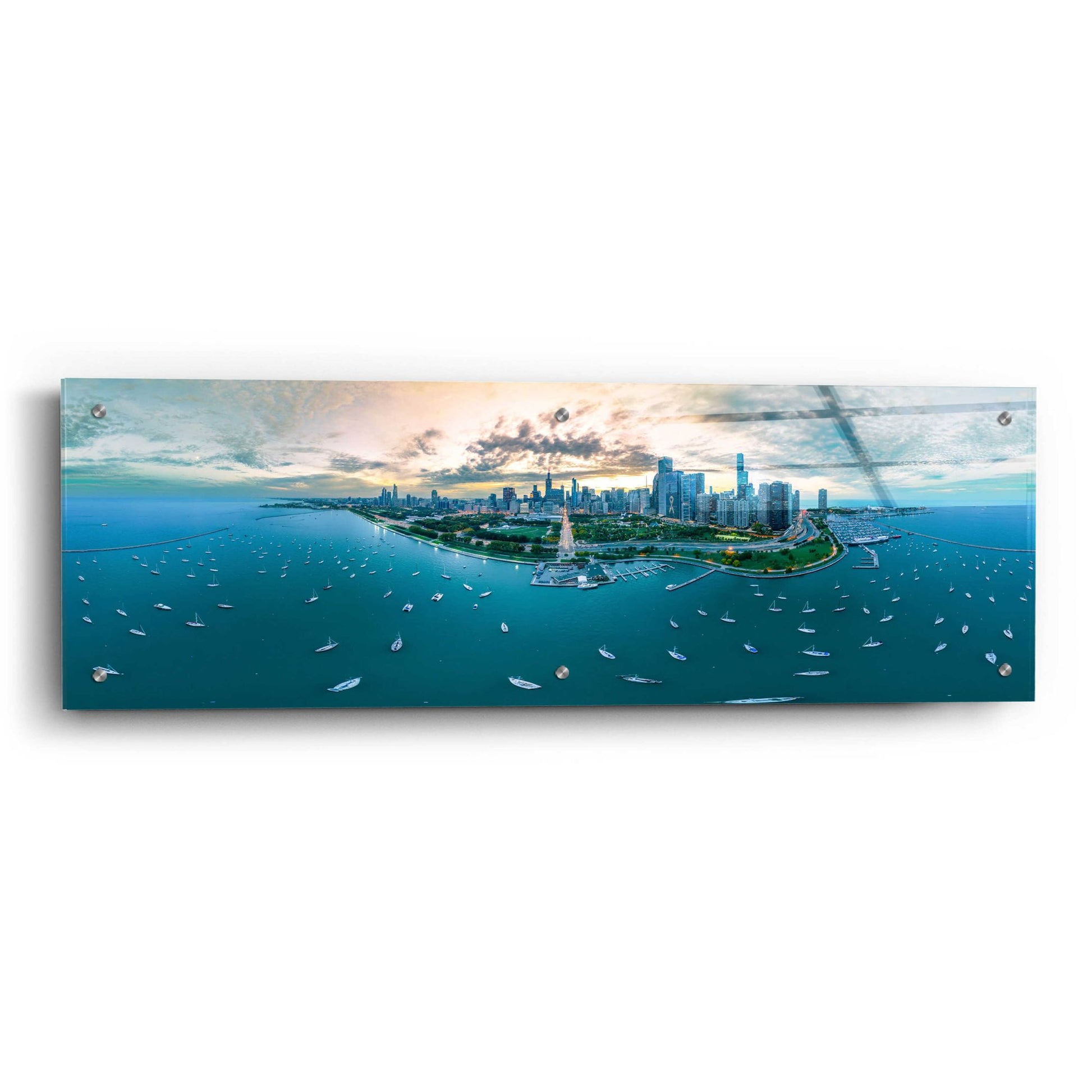 Epic Art 'Chicago - Fall Dusk' by Epic Portfolio, Acrylic Glass Wall Art,36x12