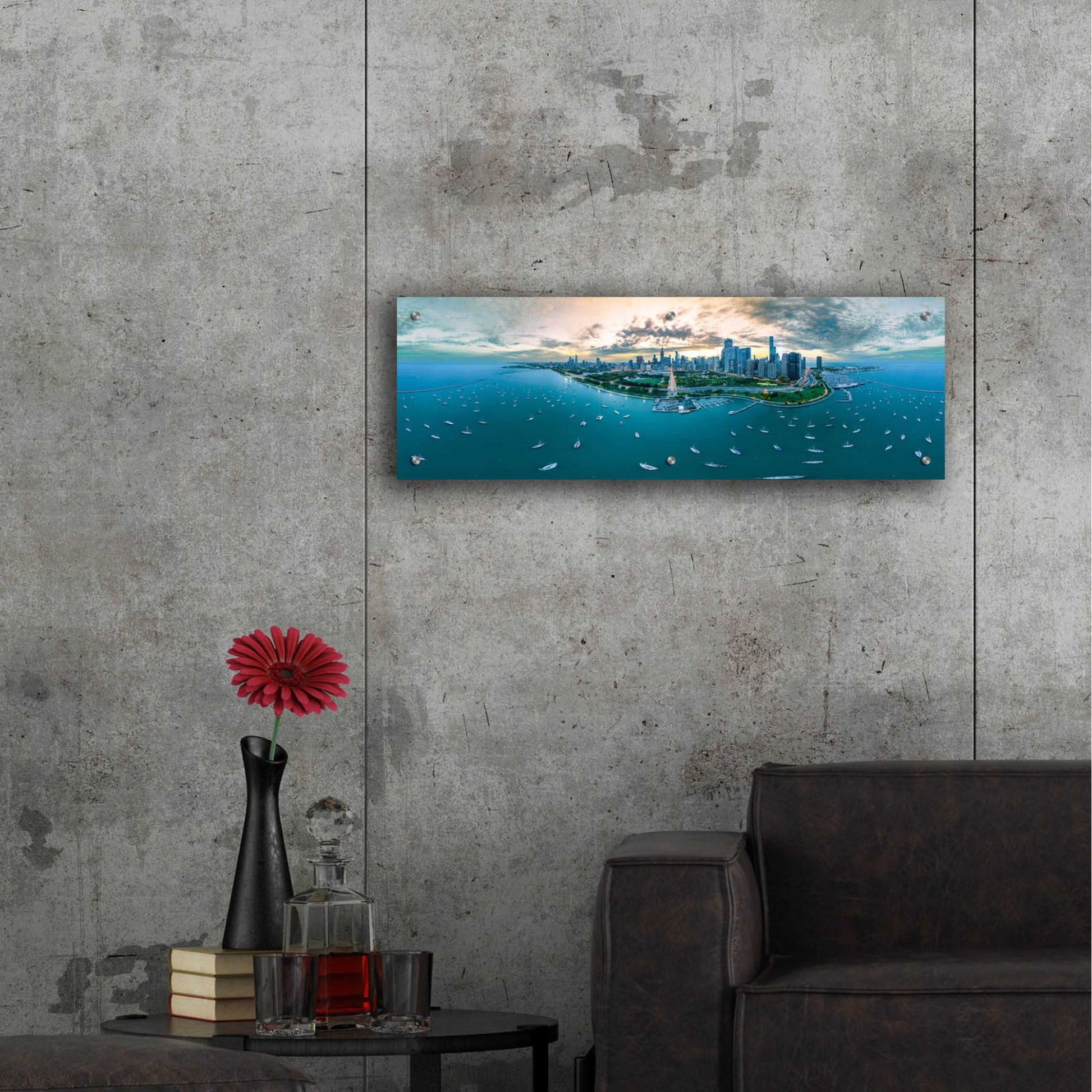 Epic Art 'Chicago - Fall Dusk' by Epic Portfolio, Acrylic Glass Wall Art,36x12
