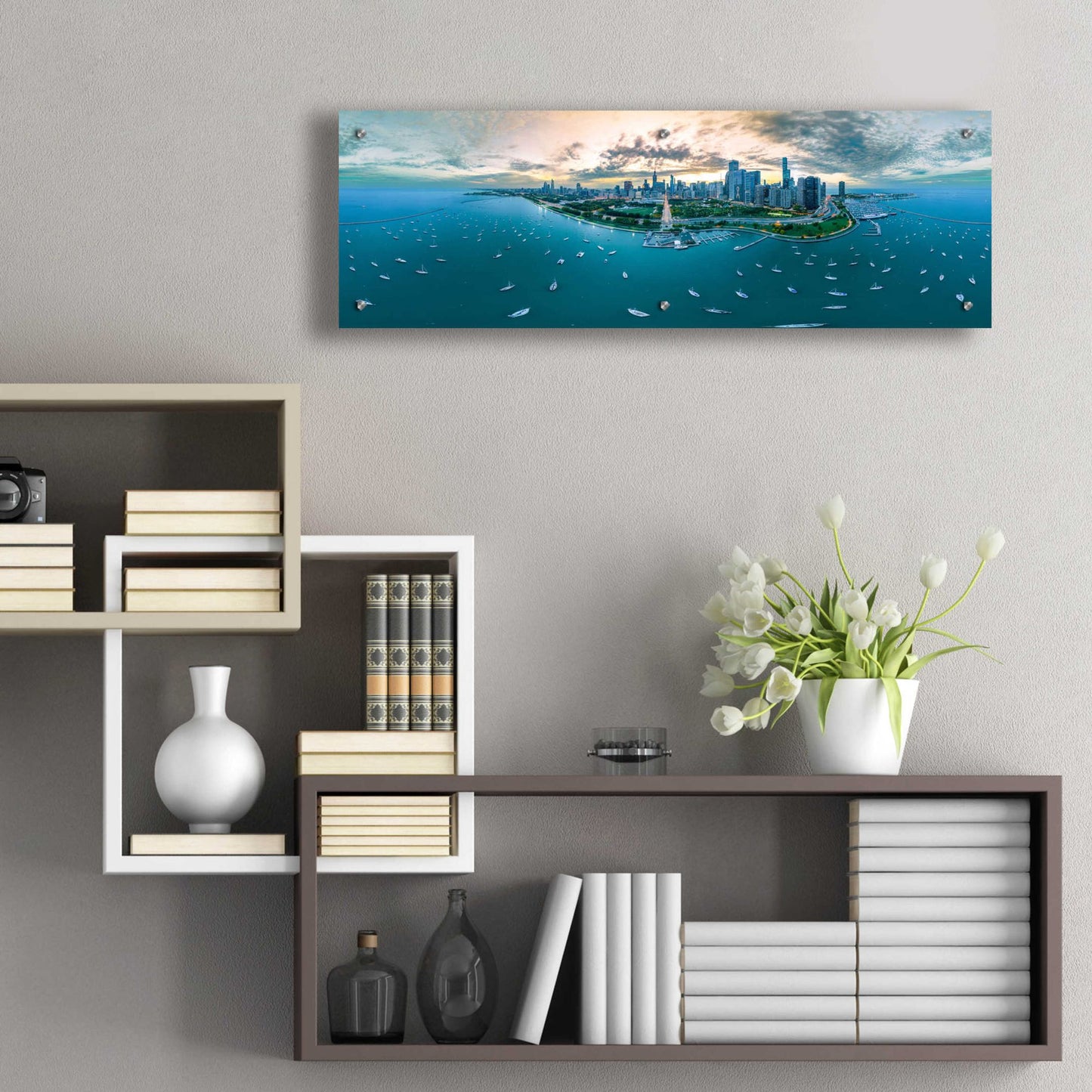 Epic Art 'Chicago - Fall Dusk' by Epic Portfolio, Acrylic Glass Wall Art,36x12