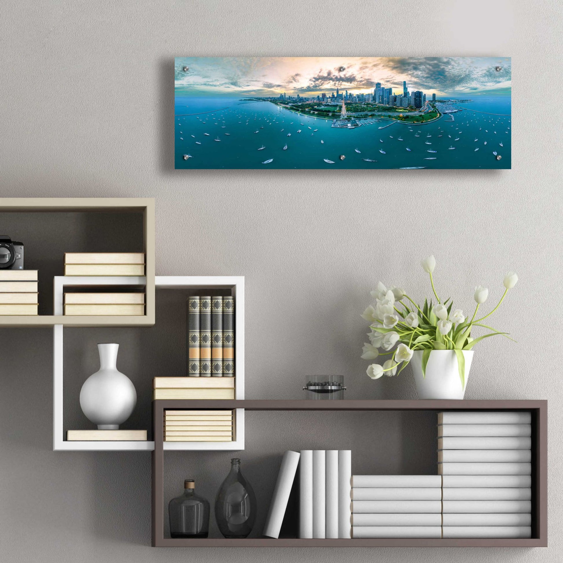 Epic Art 'Chicago - Fall Dusk' by Epic Portfolio, Acrylic Glass Wall Art,36x12