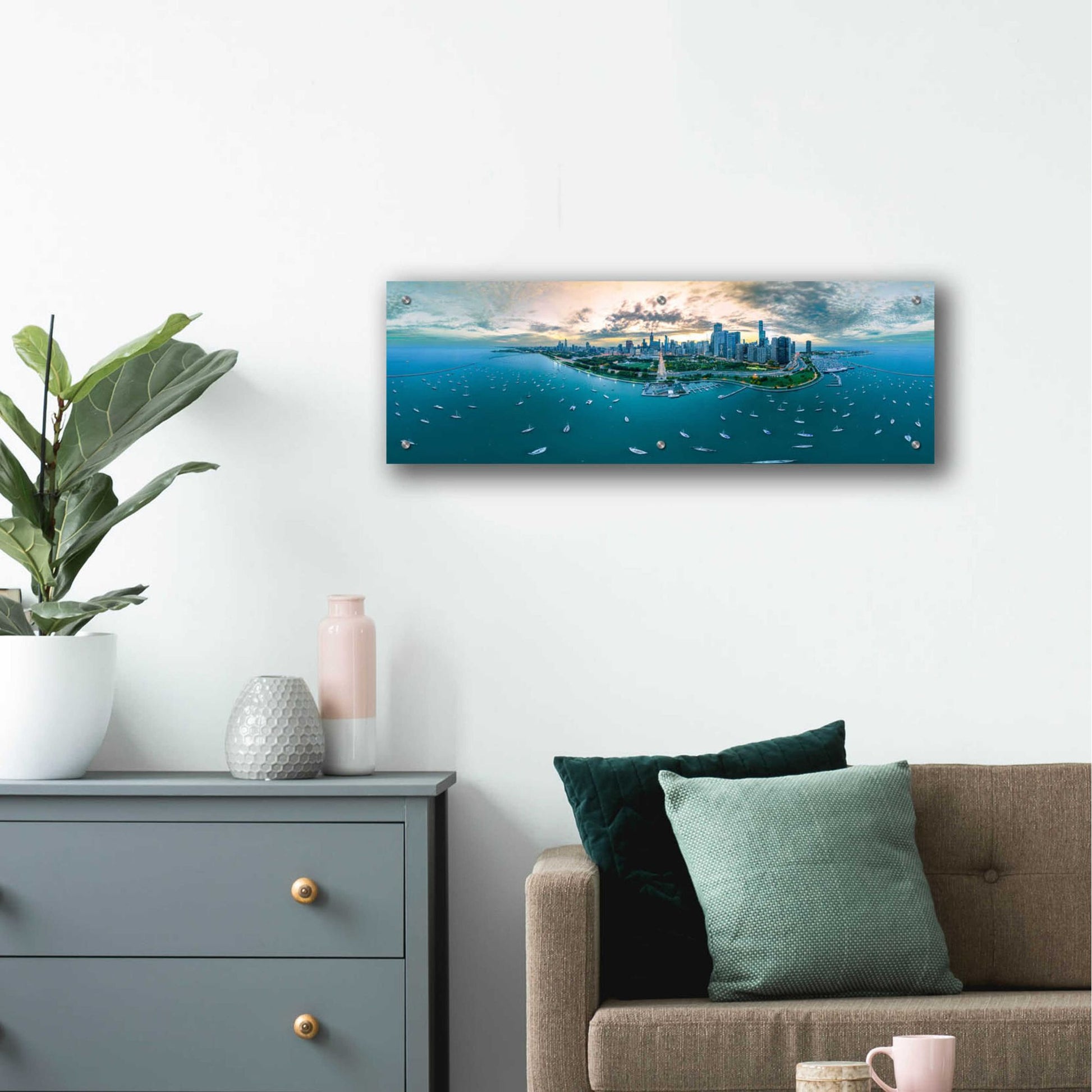Epic Art 'Chicago - Fall Dusk' by Epic Portfolio, Acrylic Glass Wall Art,36x12