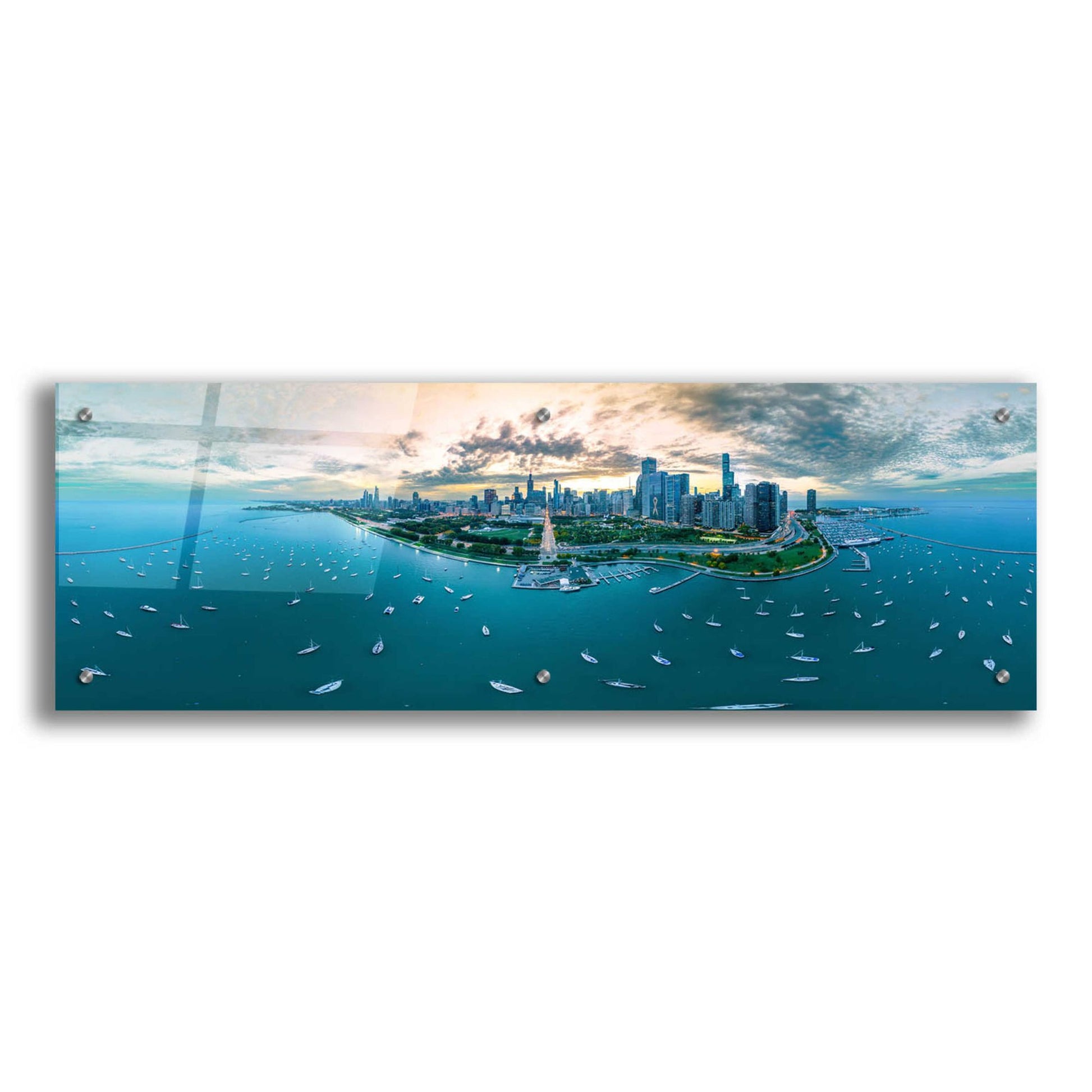 Epic Art 'Chicago - Fall Dusk' by Epic Portfolio, Acrylic Glass Wall Art,36x12