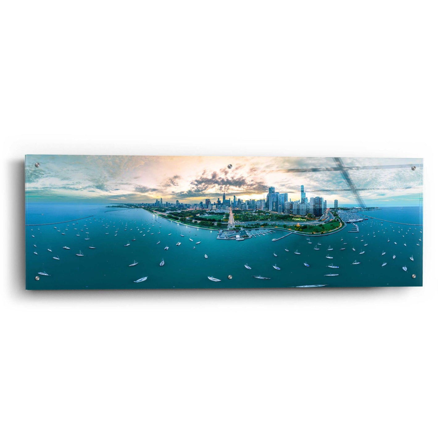 Epic Art 'Chicago - Fall Dusk' by Epic Portfolio, Acrylic Glass Wall Art,48x16