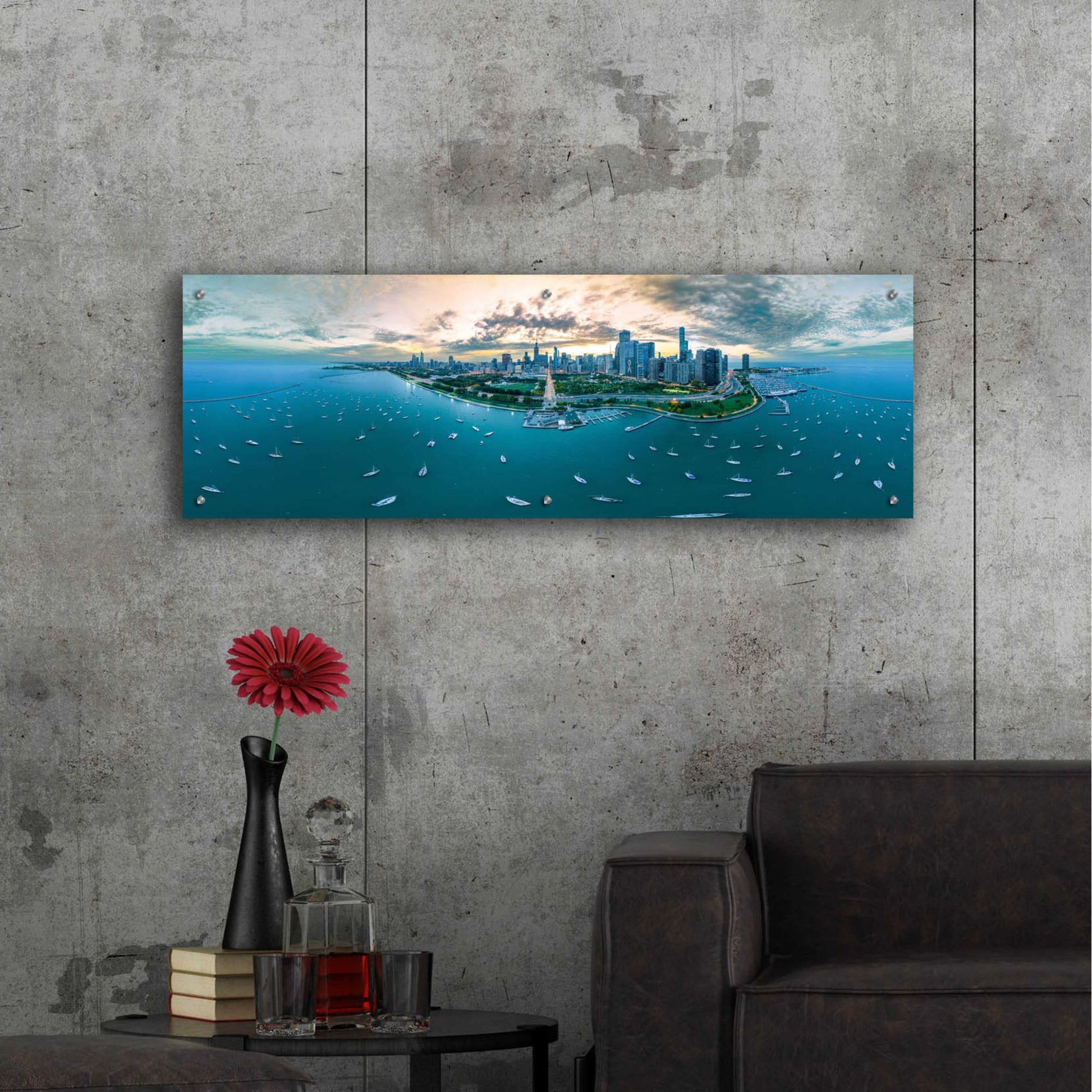 Epic Art 'Chicago - Fall Dusk' by Epic Portfolio, Acrylic Glass Wall Art,48x16