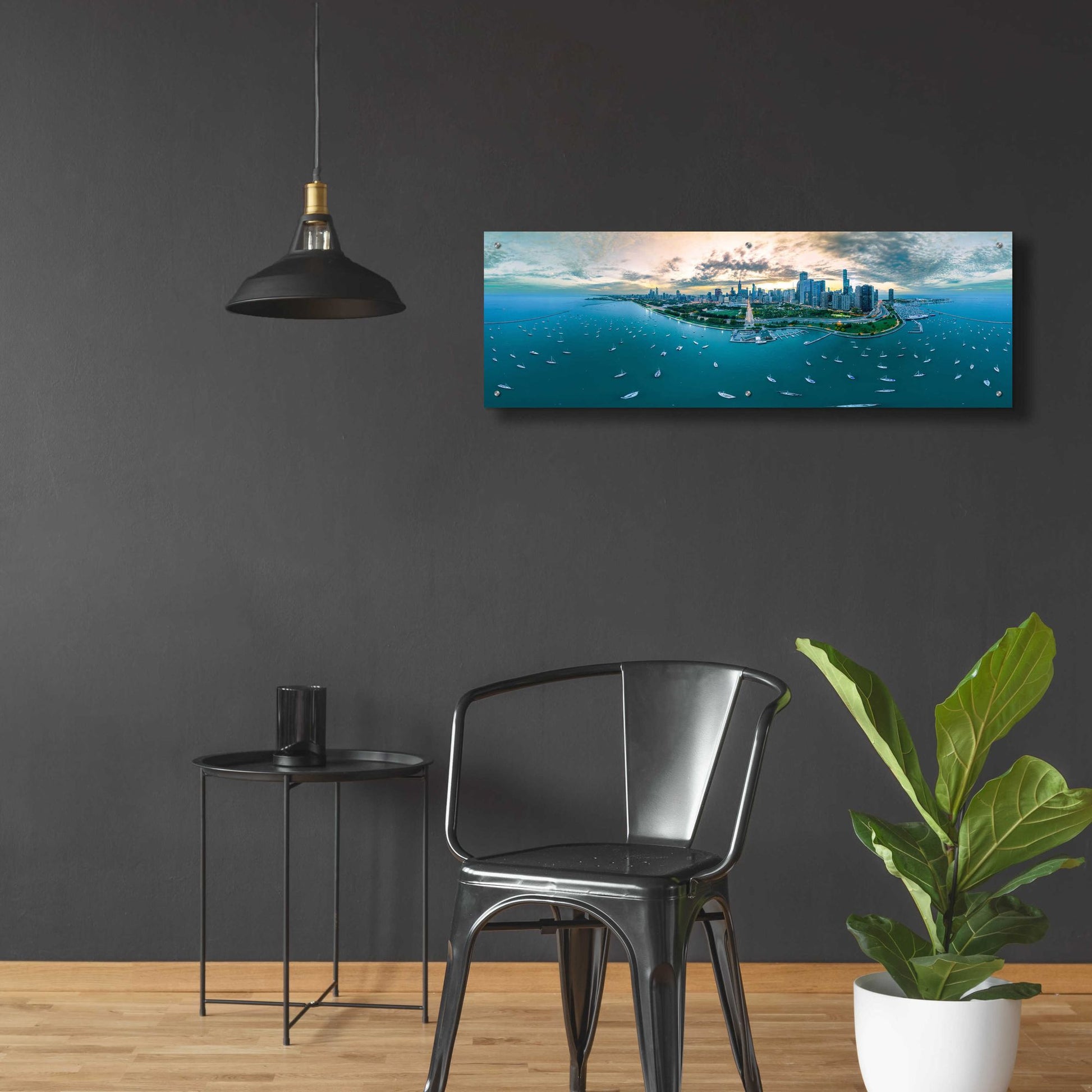 Epic Art 'Chicago - Fall Dusk' by Epic Portfolio, Acrylic Glass Wall Art,48x16