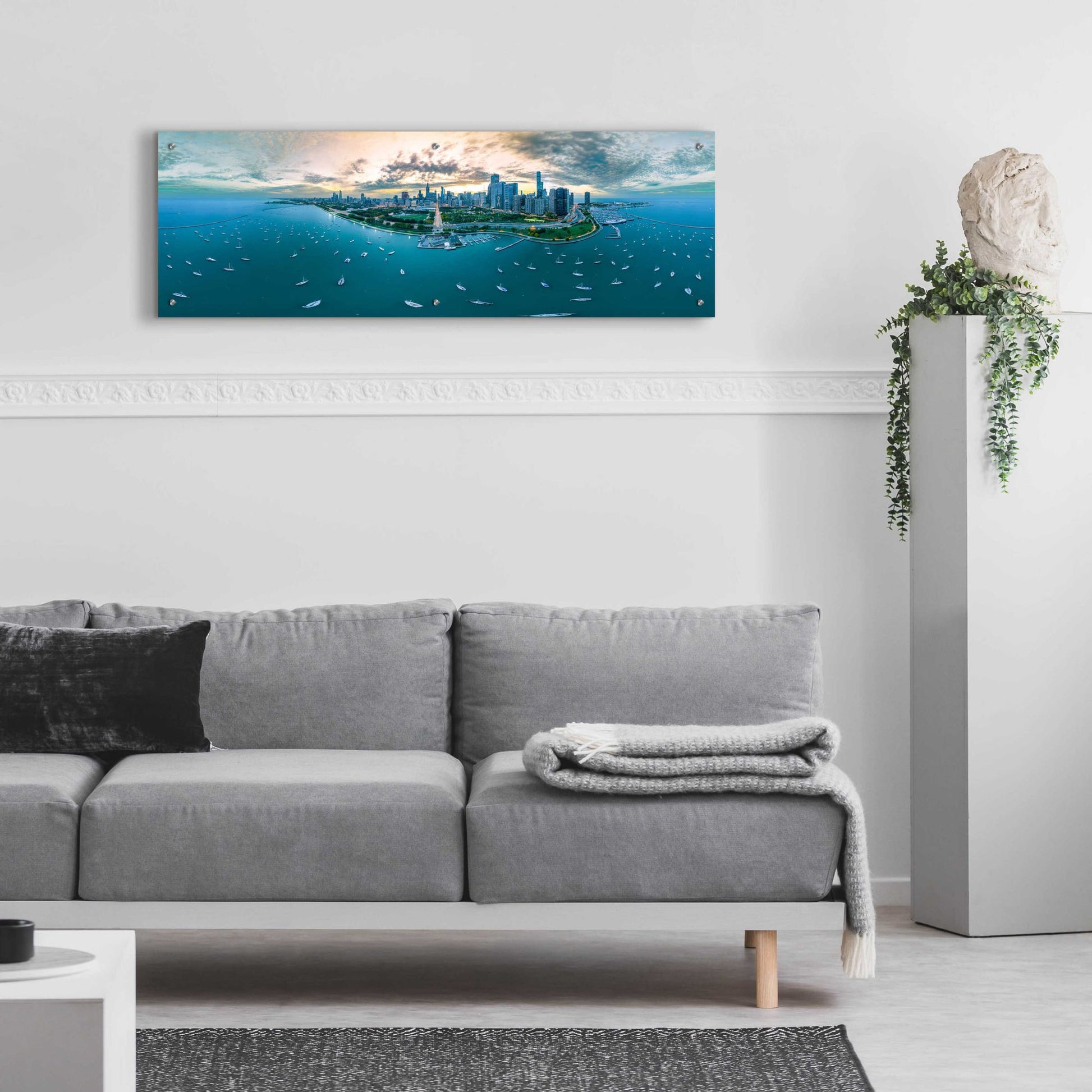 Epic Art 'Chicago - Fall Dusk' by Epic Portfolio, Acrylic Glass Wall Art,48x16