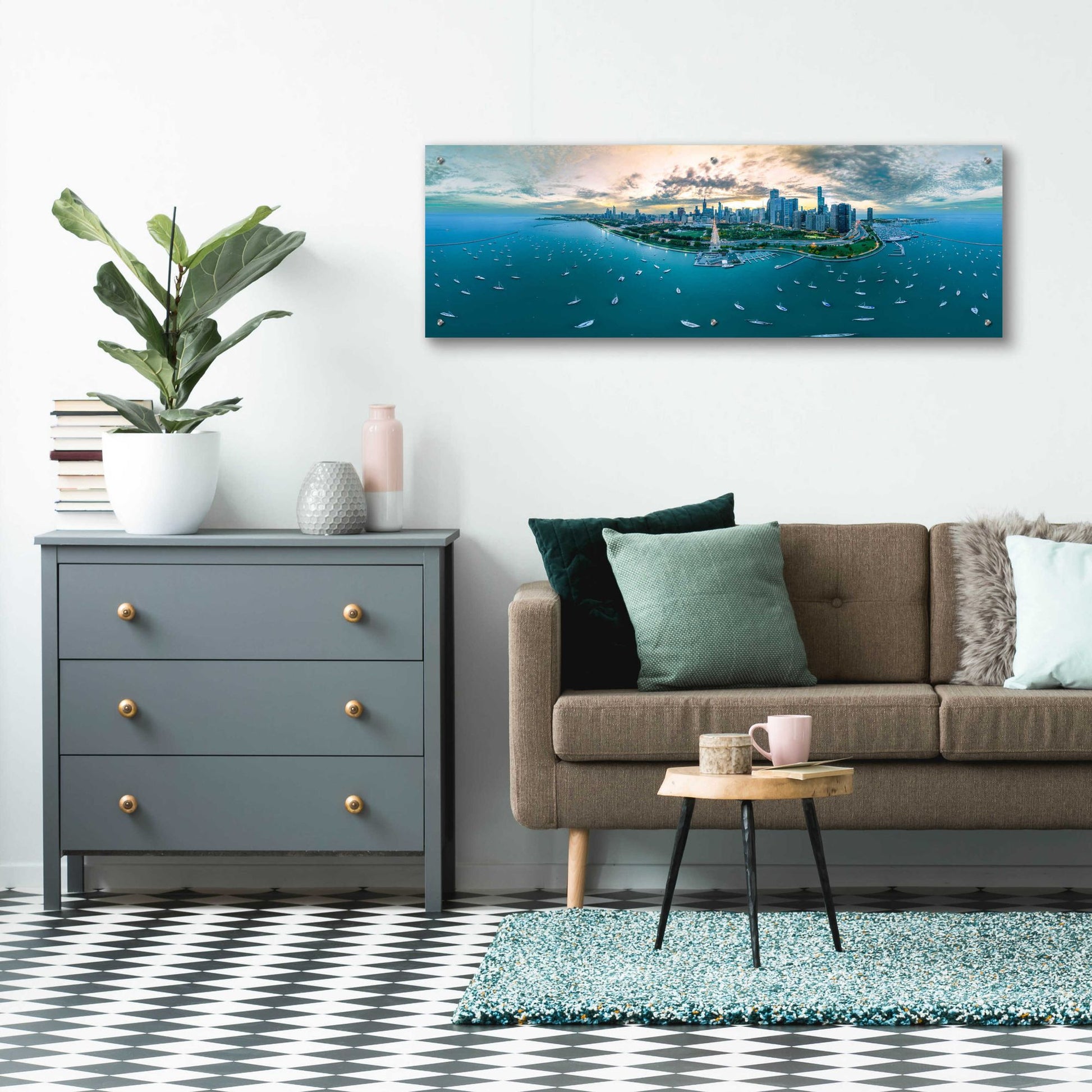 Epic Art 'Chicago - Fall Dusk' by Epic Portfolio, Acrylic Glass Wall Art,48x16