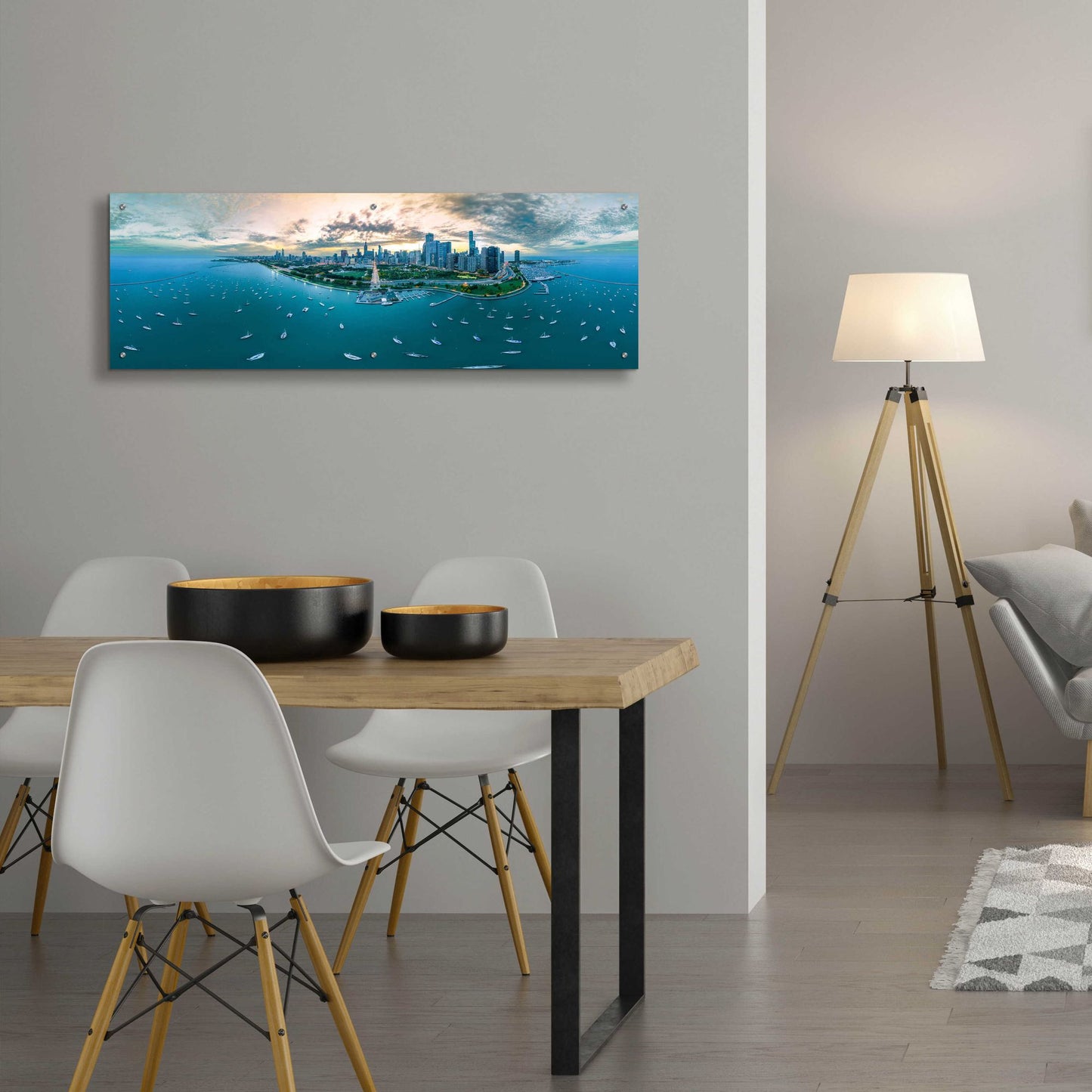 Epic Art 'Chicago - Fall Dusk' by Epic Portfolio, Acrylic Glass Wall Art,48x16