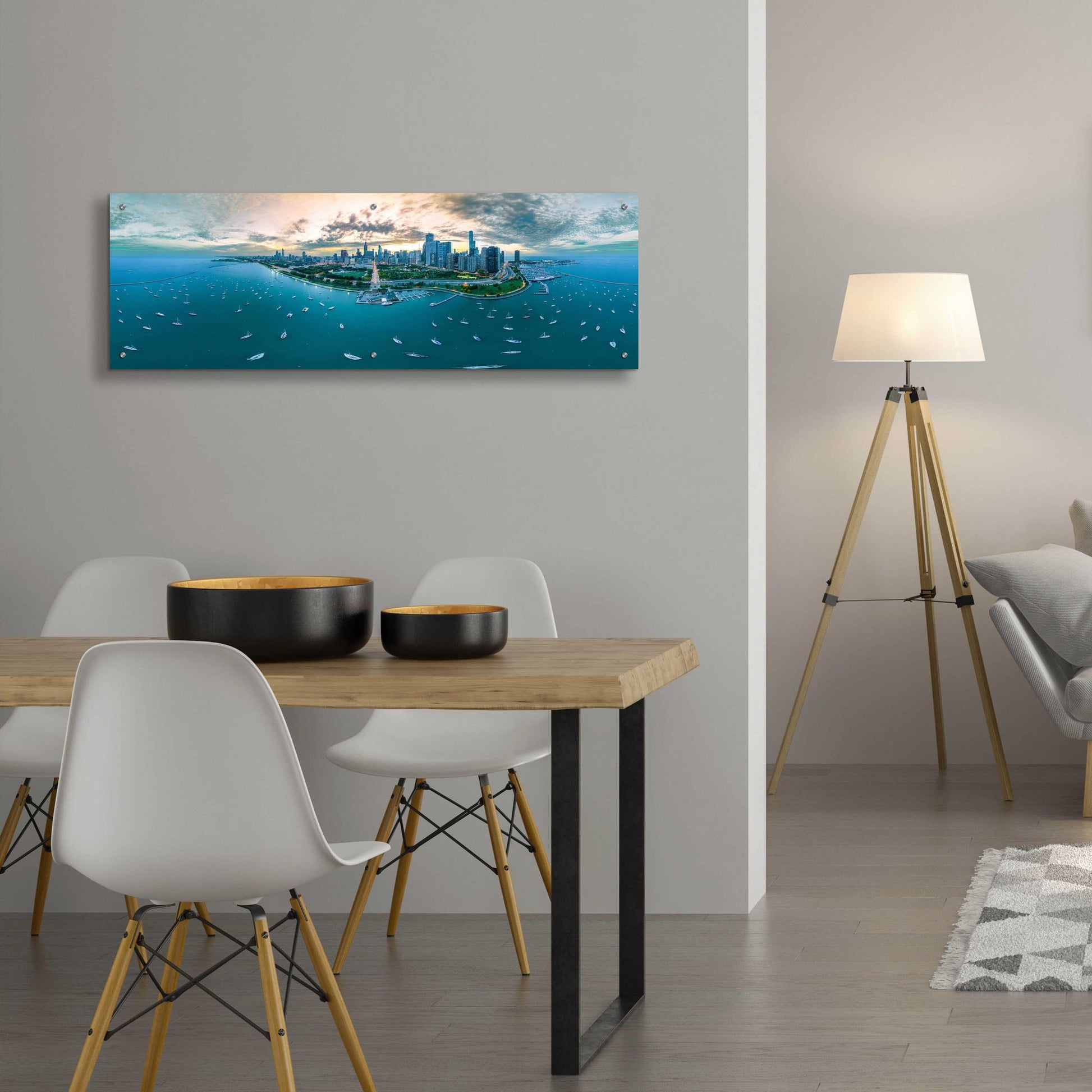 Epic Art 'Chicago - Fall Dusk' by Epic Portfolio, Acrylic Glass Wall Art,48x16