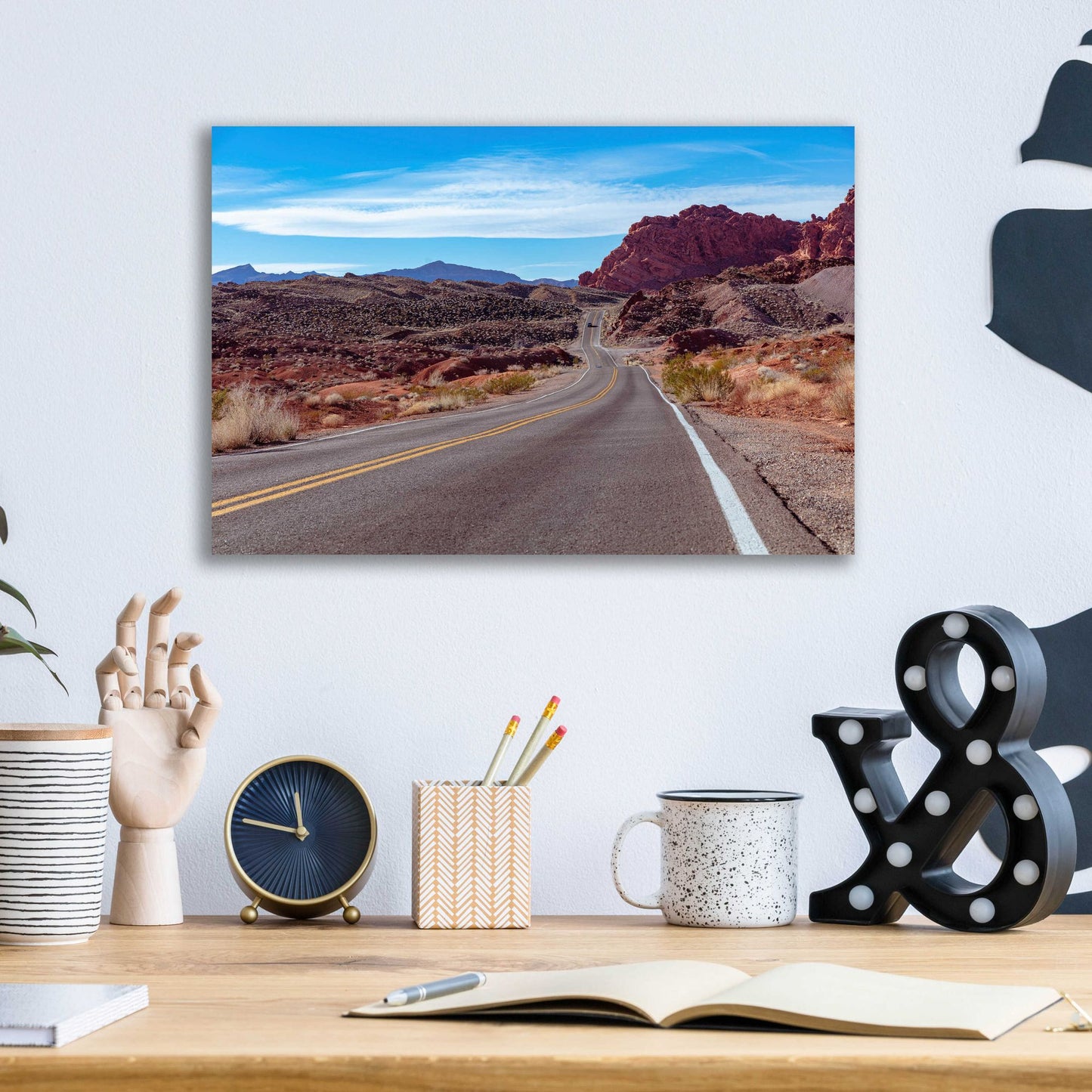 Epic Art 'Desert Road' by Epic Portfolio, Acrylic Glass Wall Art,16x12