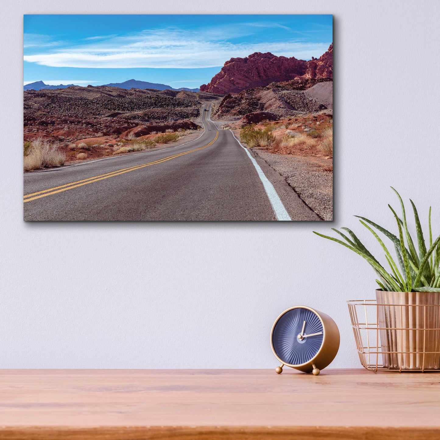 Epic Art 'Desert Road' by Epic Portfolio, Acrylic Glass Wall Art,16x12