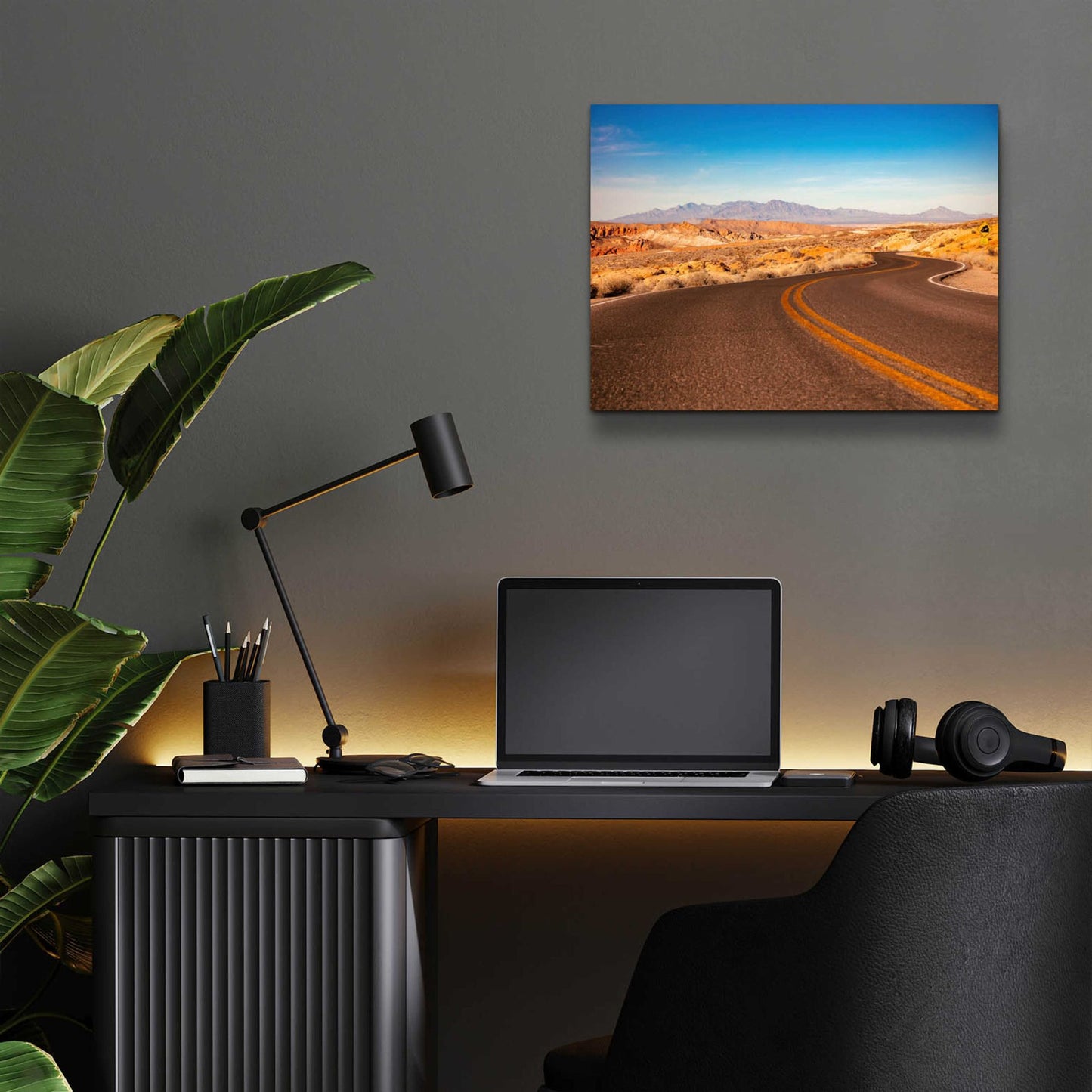 Epic Art 'Winding Desert Road' by Epic Portfolio, Acrylic Glass Wall Art,16x12