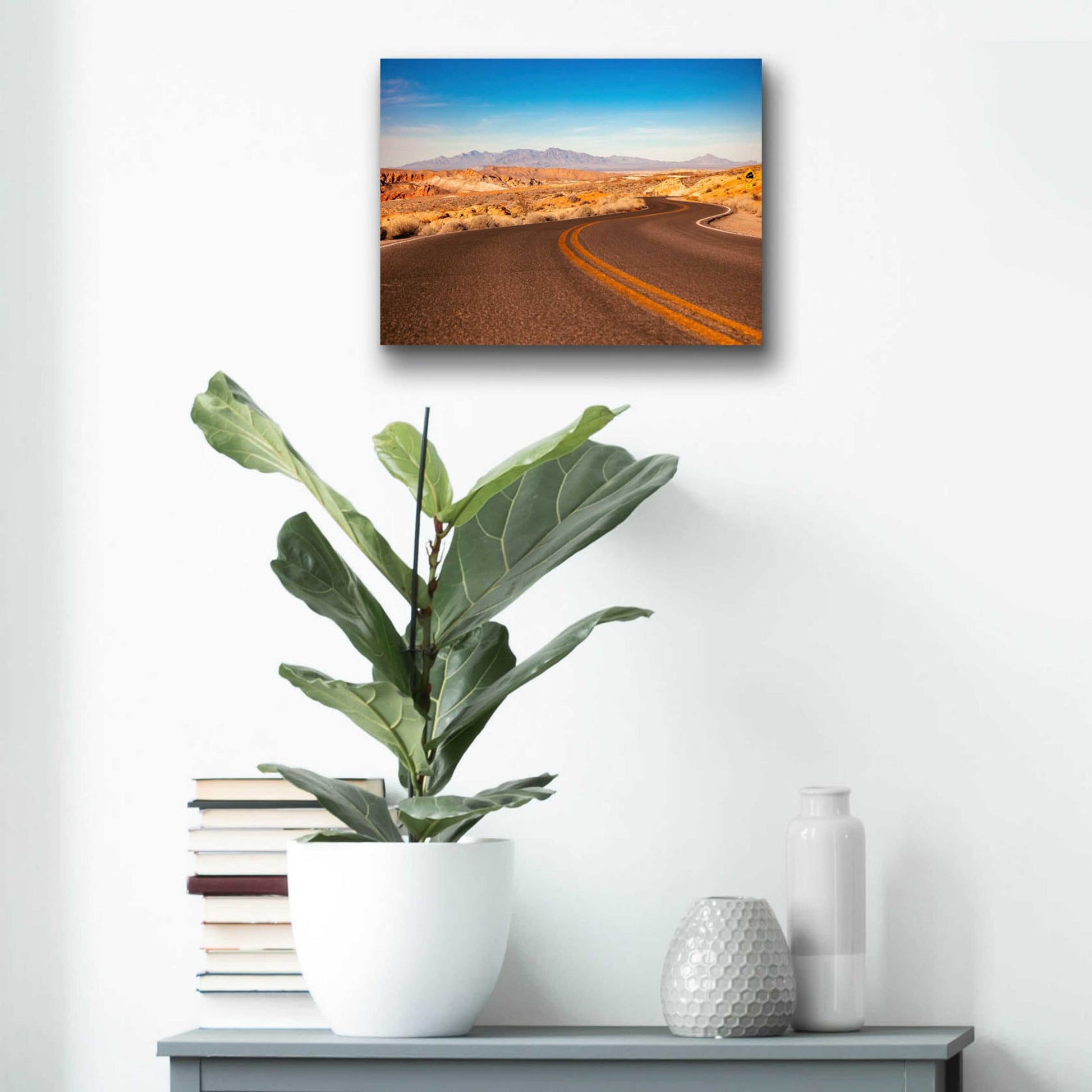 Epic Art 'Winding Desert Road' by Epic Portfolio, Acrylic Glass Wall Art,16x12