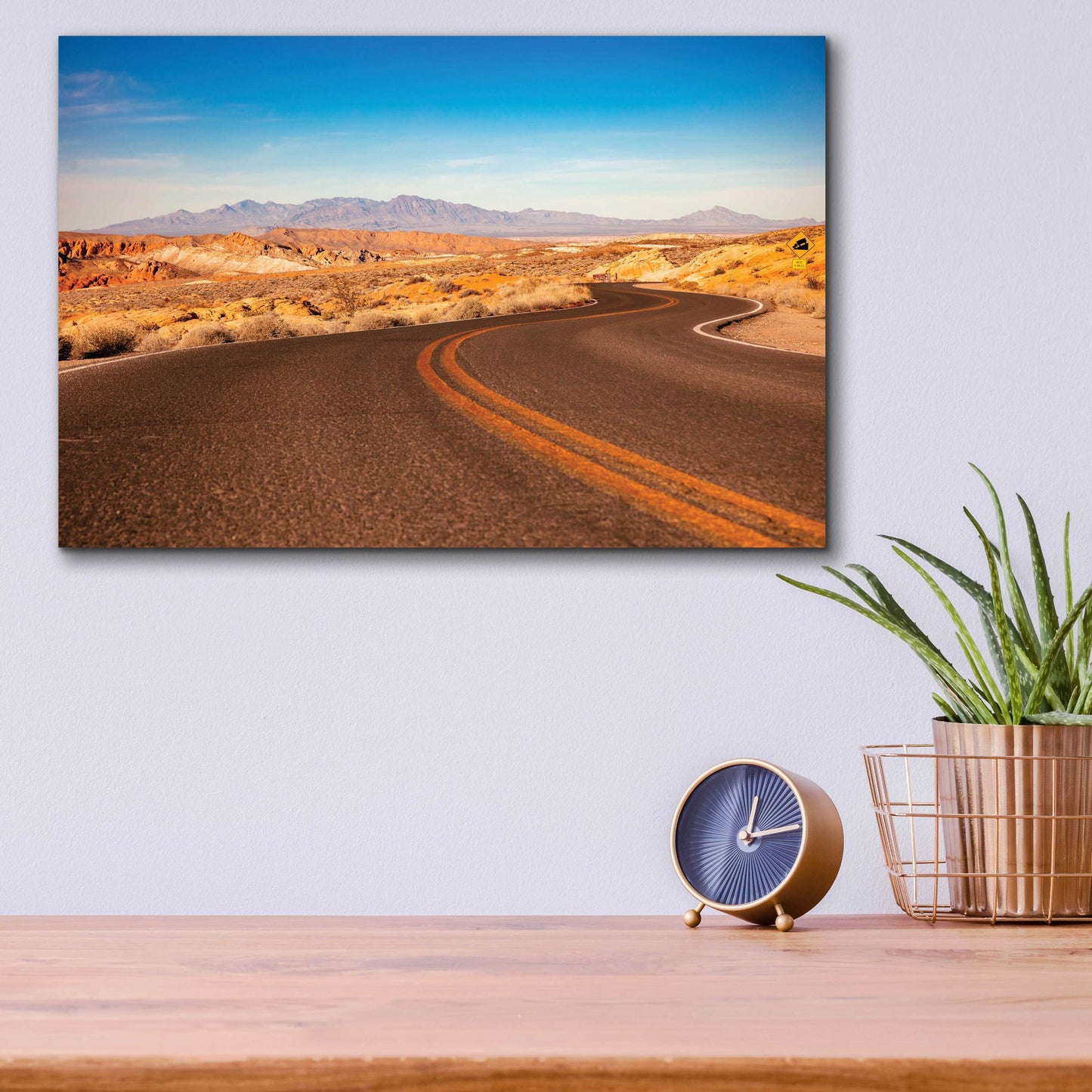 Epic Art 'Winding Desert Road' by Epic Portfolio, Acrylic Glass Wall Art,16x12