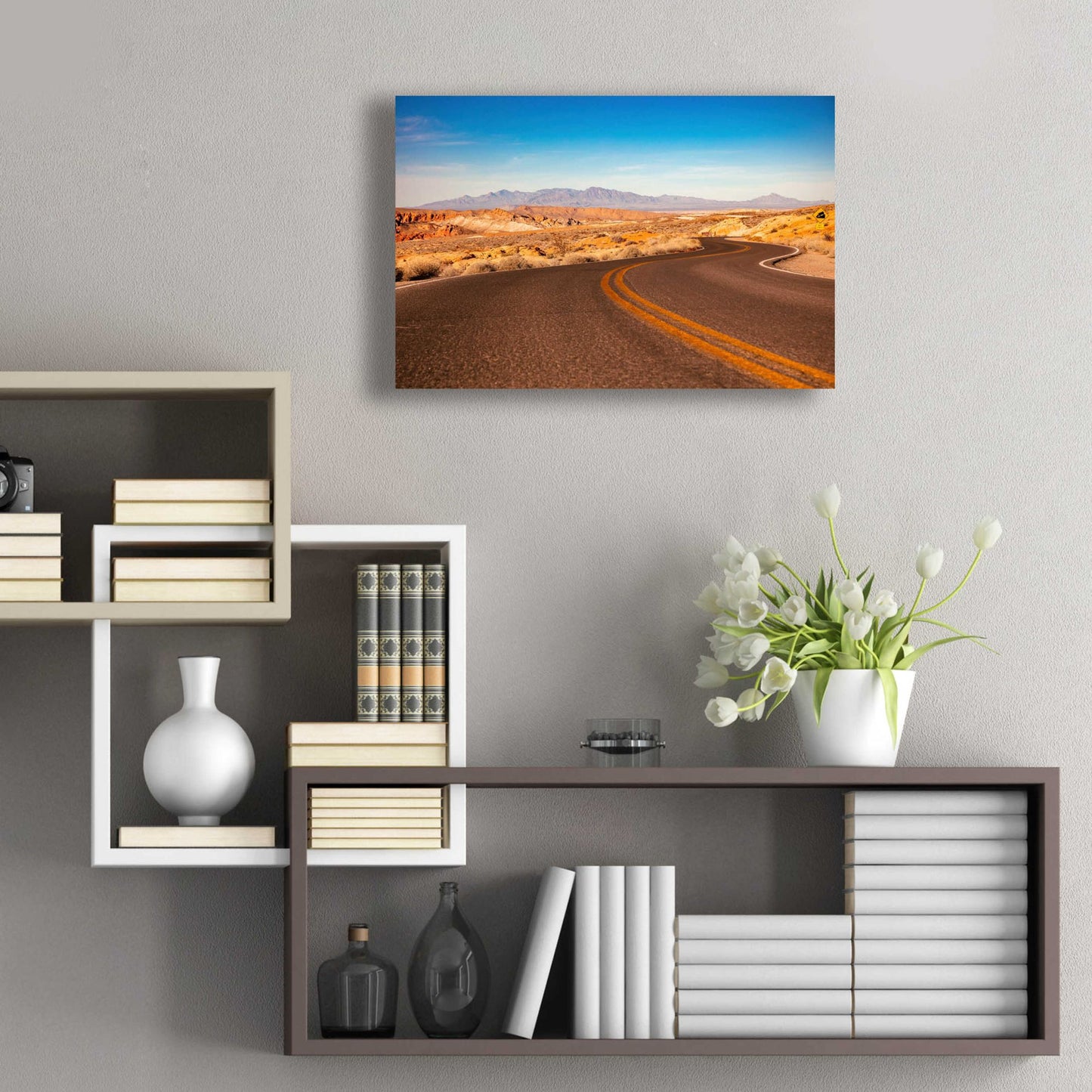 Epic Art 'Winding Desert Road' by Epic Portfolio, Acrylic Glass Wall Art,24x16