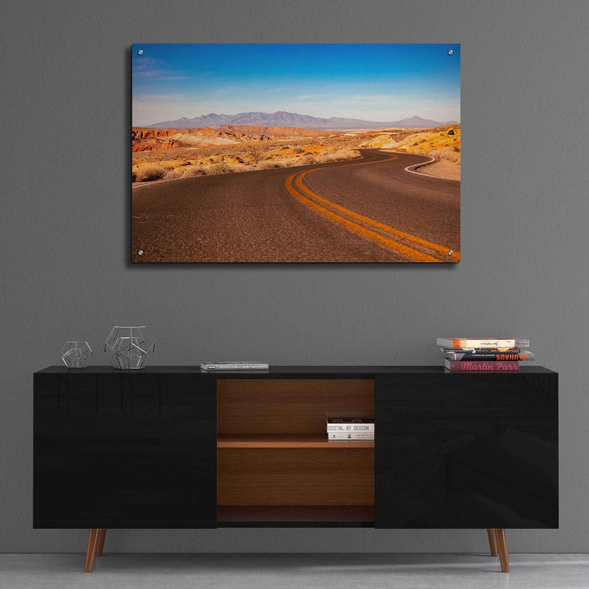 Epic Art 'Winding Desert Road' by Epic Portfolio, Acrylic Glass Wall Art,36x24