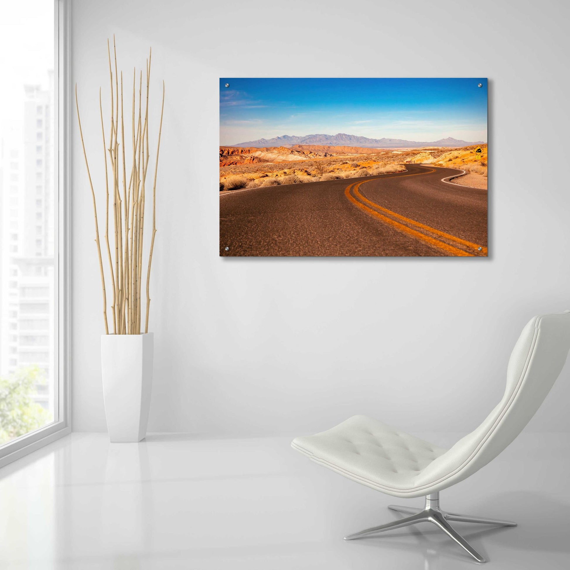 Epic Art 'Winding Desert Road' by Epic Portfolio, Acrylic Glass Wall Art,36x24