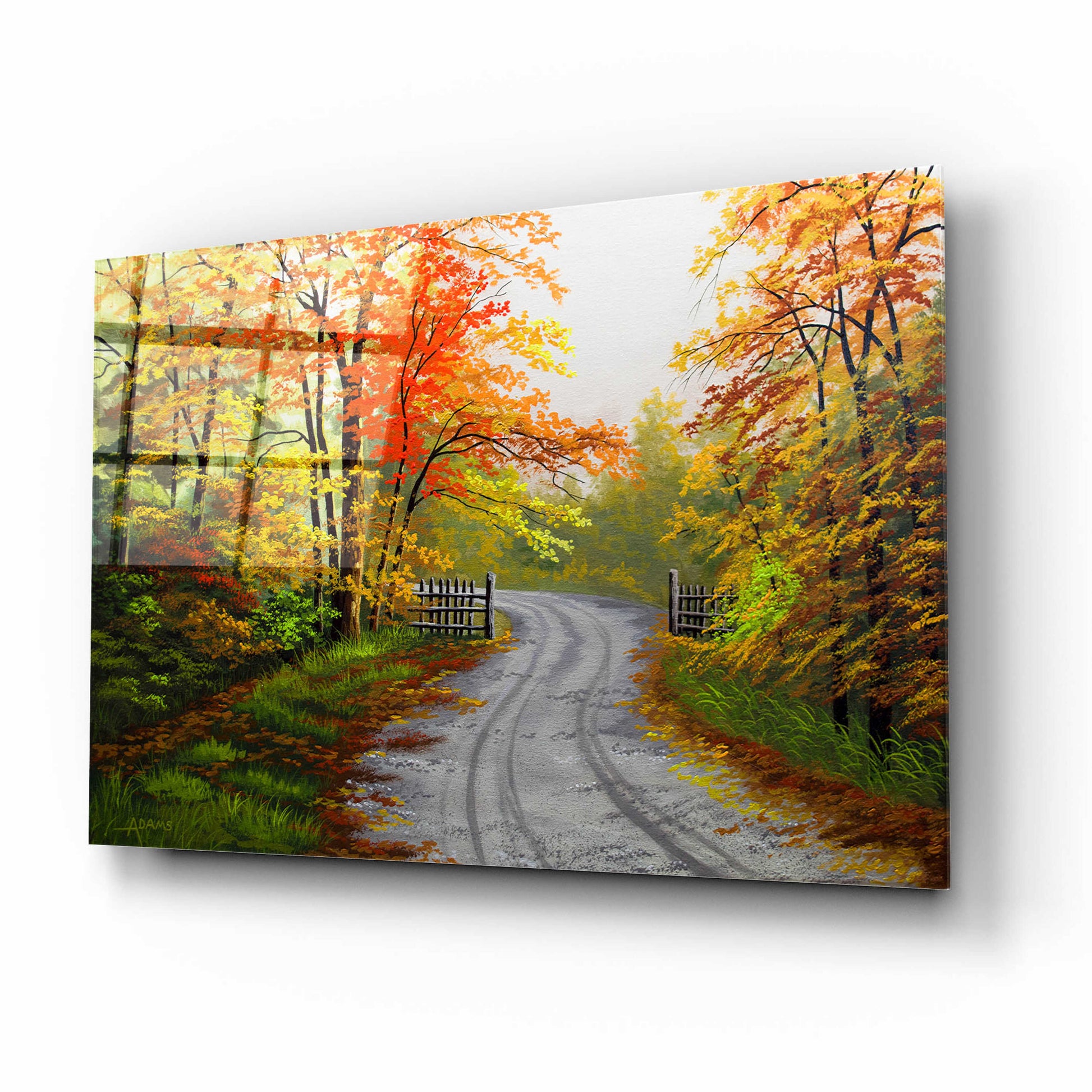 Epic Art 'Autumn Road' by Gary Adams, Acrylic Glass Wall Art,16x12