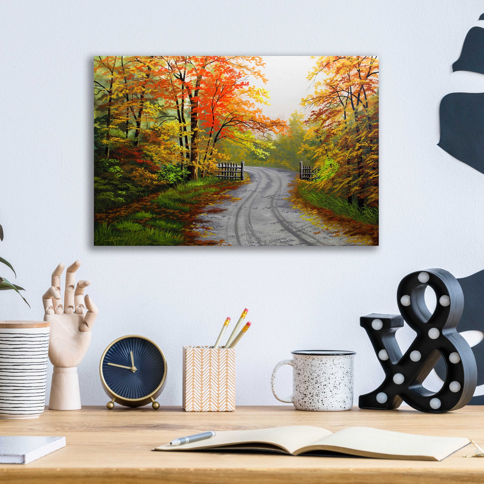 Epic Art 'Autumn Road' by Gary Adams, Acrylic Glass Wall Art,16x12