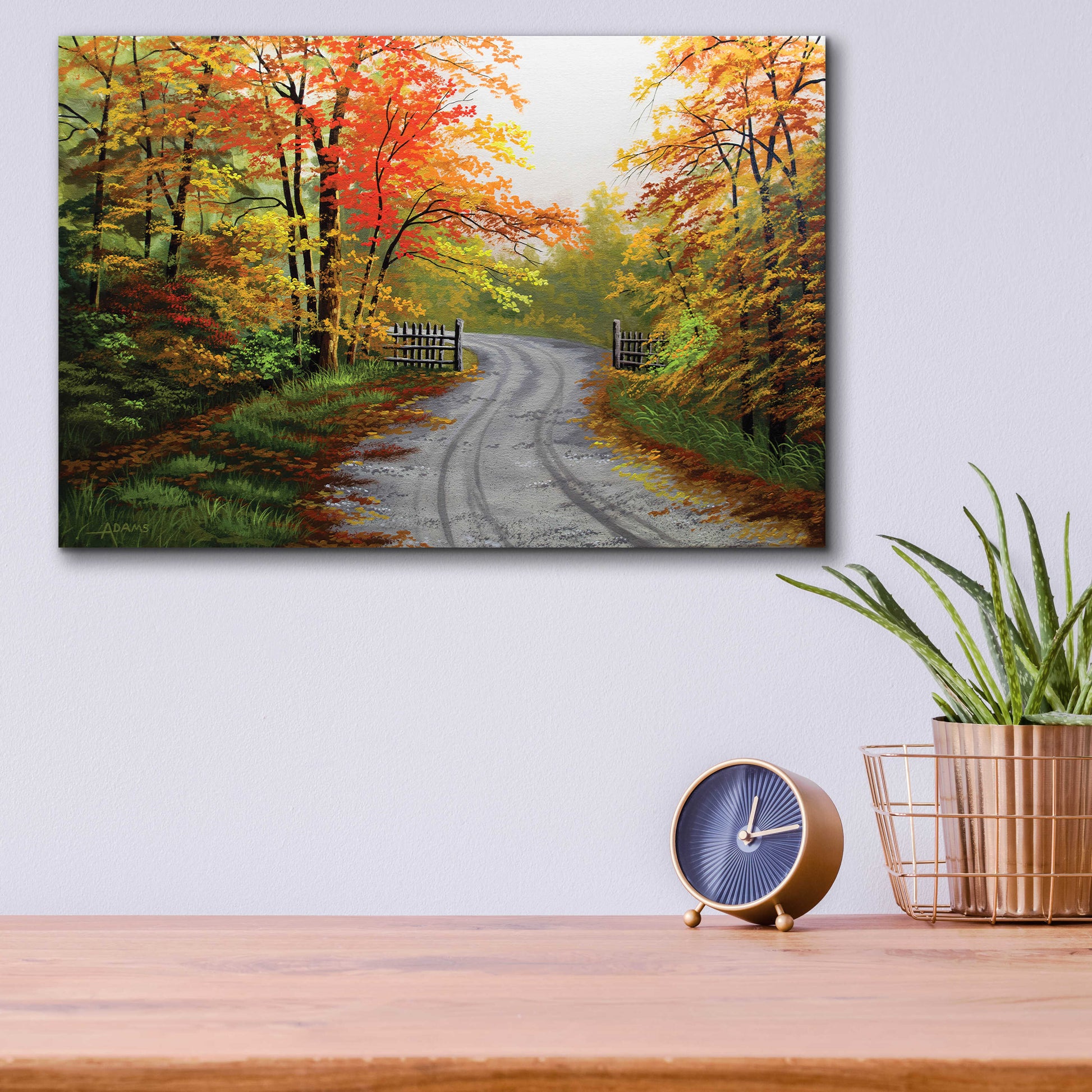 Epic Art 'Autumn Road' by Gary Adams, Acrylic Glass Wall Art,16x12