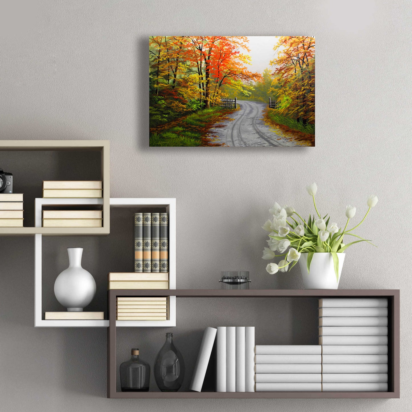 Epic Art 'Autumn Road' by Gary Adams, Acrylic Glass Wall Art,24x16