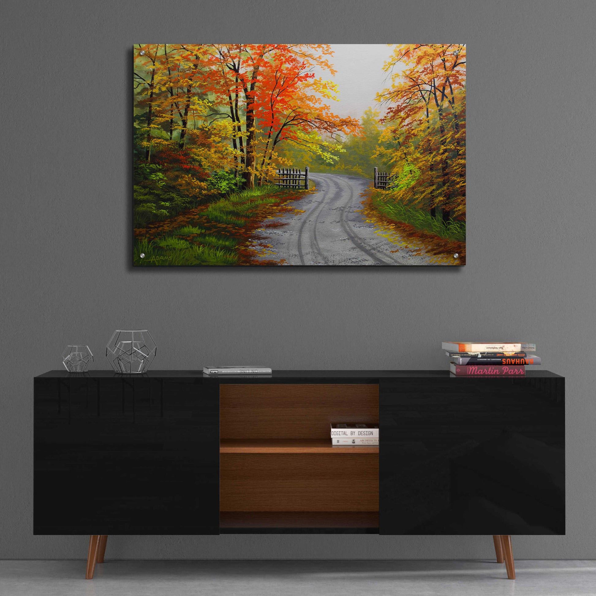 Epic Art 'Autumn Road' by Gary Adams, Acrylic Glass Wall Art,36x24