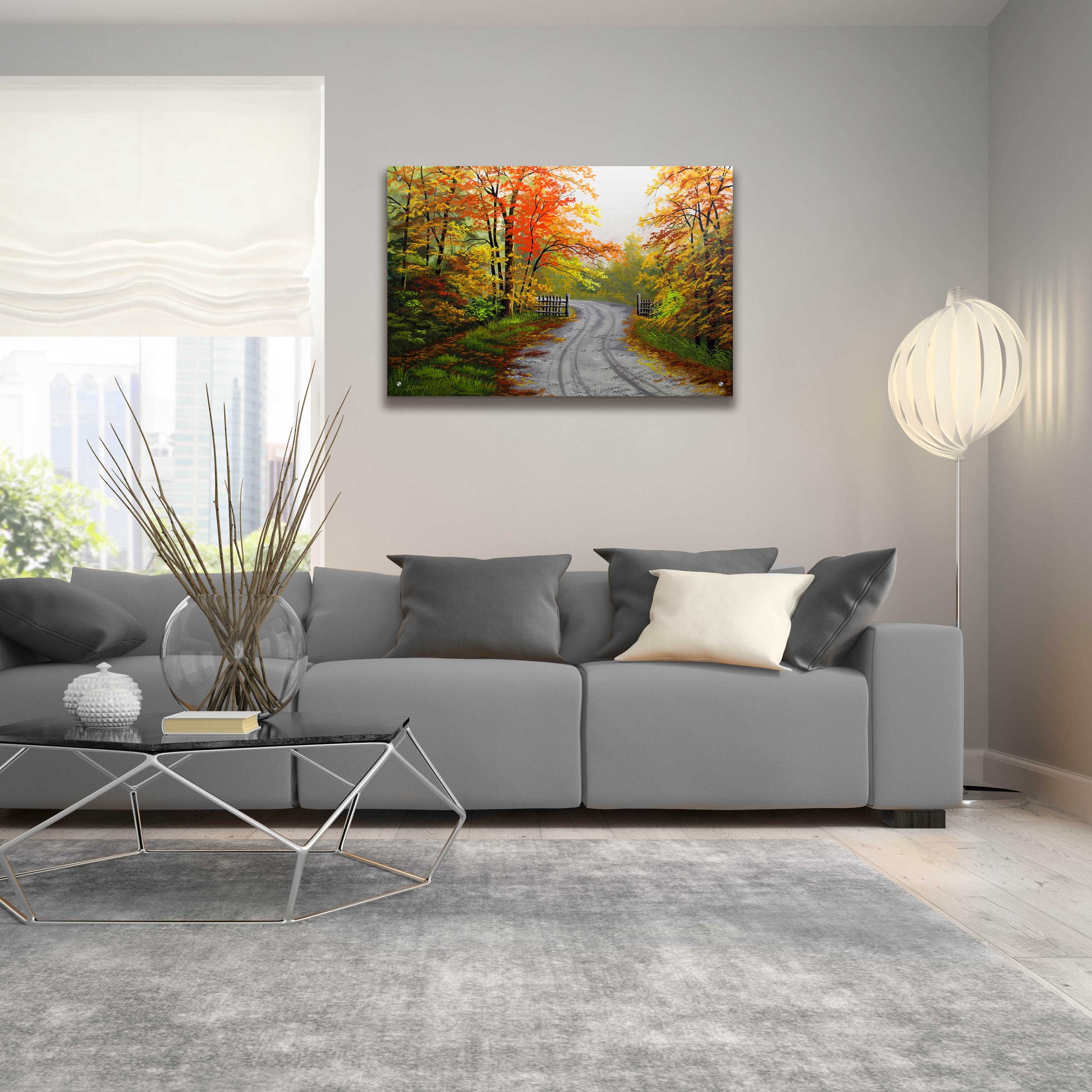 Epic Art 'Autumn Road' by Gary Adams, Acrylic Glass Wall Art,36x24