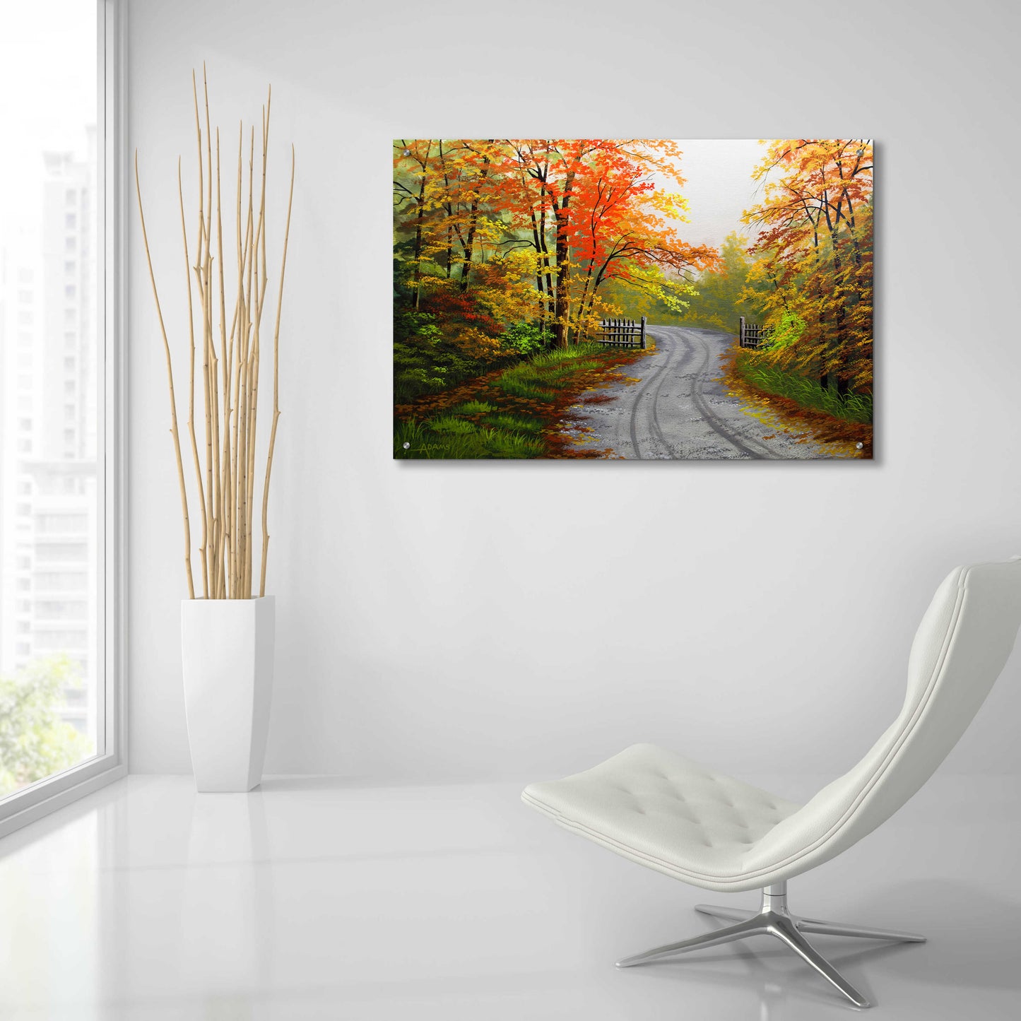 Epic Art 'Autumn Road' by Gary Adams, Acrylic Glass Wall Art,36x24