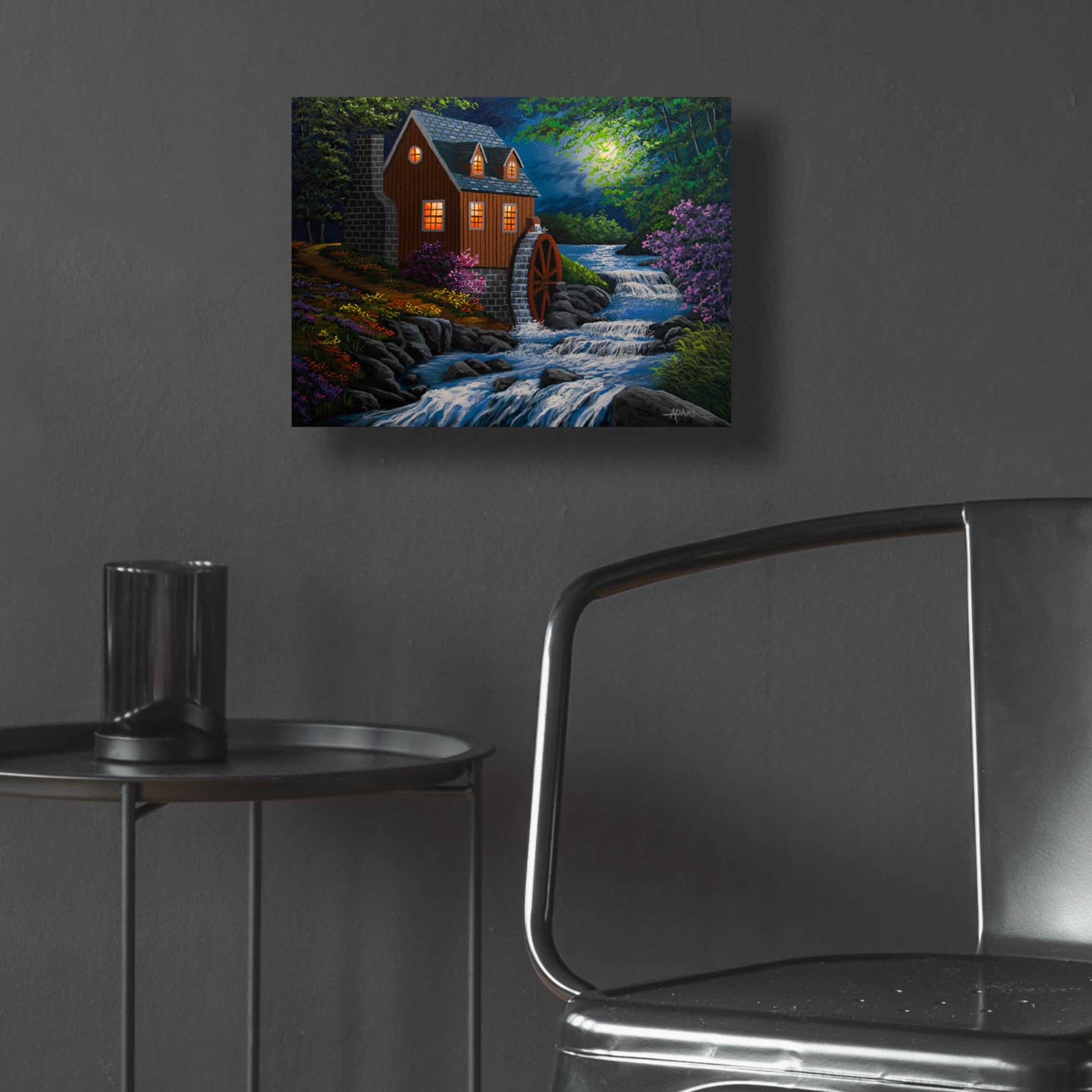 Epic Art 'Moonlit Mill' by Gary Adams, Acrylic Glass Wall Art,16x12