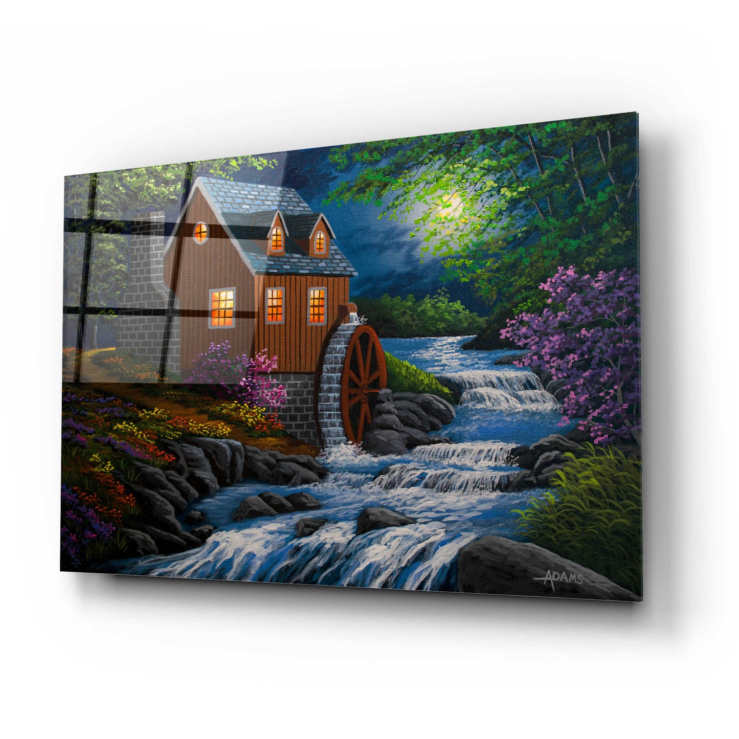 Epic Art 'Moonlit Mill' by Gary Adams, Acrylic Glass Wall Art,24x16