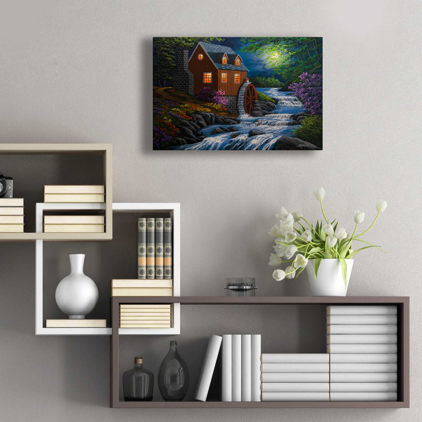 Epic Art 'Moonlit Mill' by Gary Adams, Acrylic Glass Wall Art,24x16