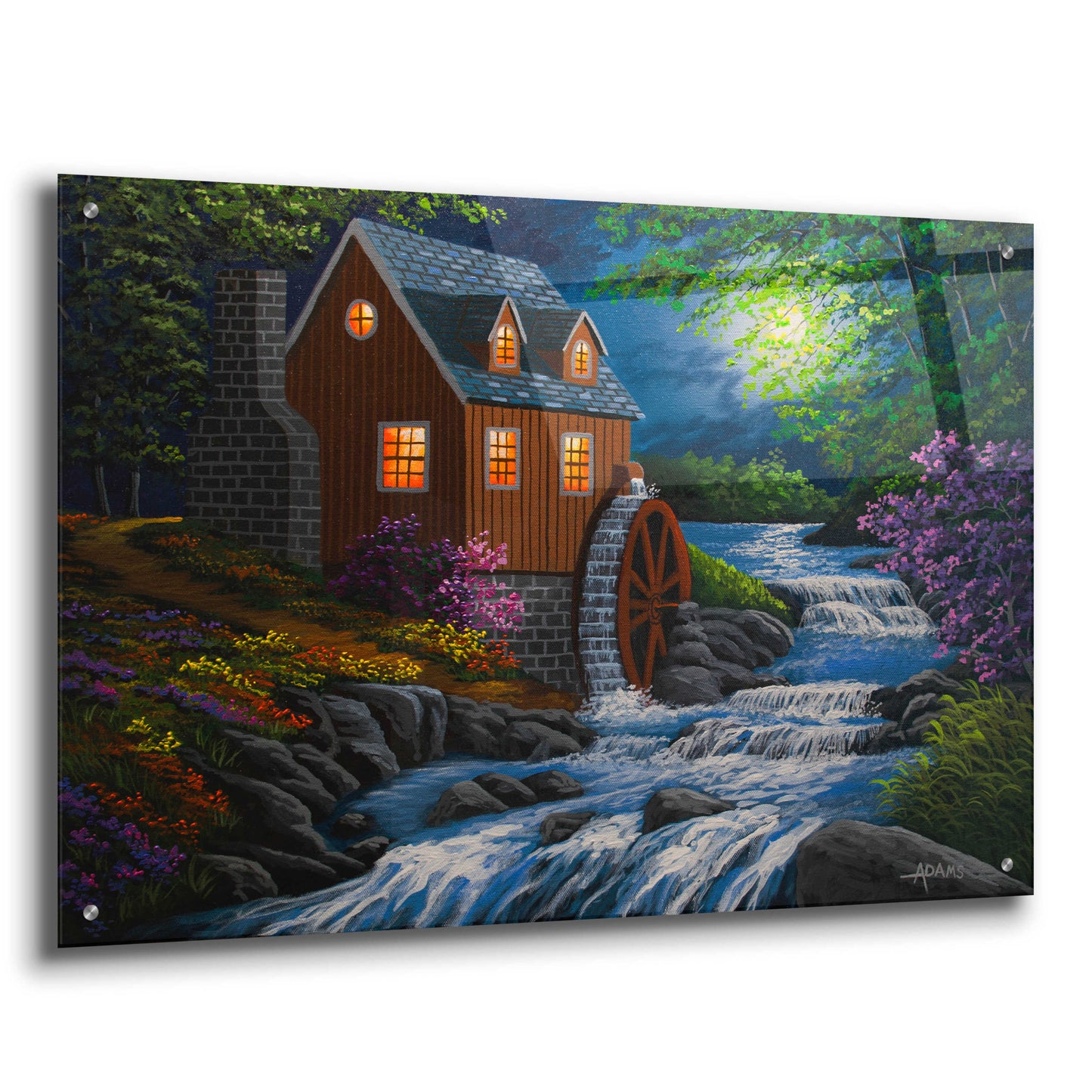 Epic Art 'Moonlit Mill' by Gary Adams, Acrylic Glass Wall Art,36x24