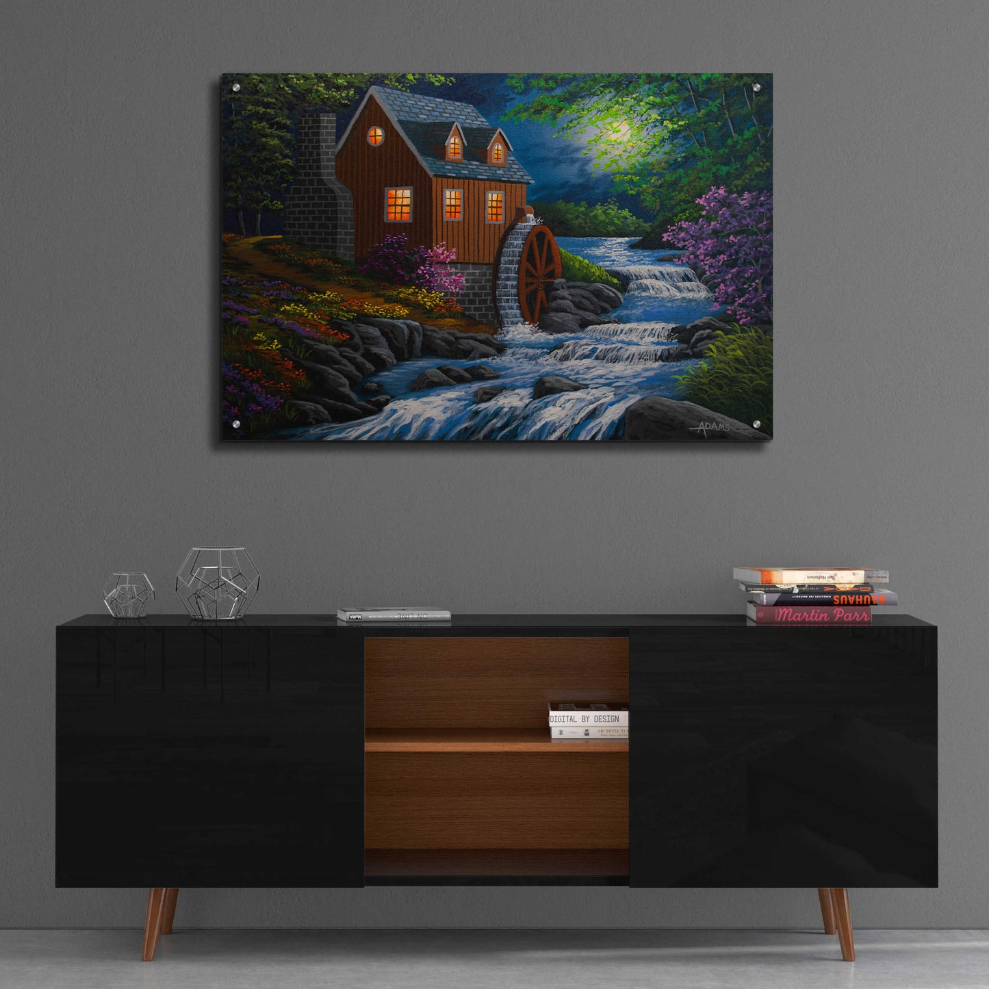 Epic Art 'Moonlit Mill' by Gary Adams, Acrylic Glass Wall Art,36x24