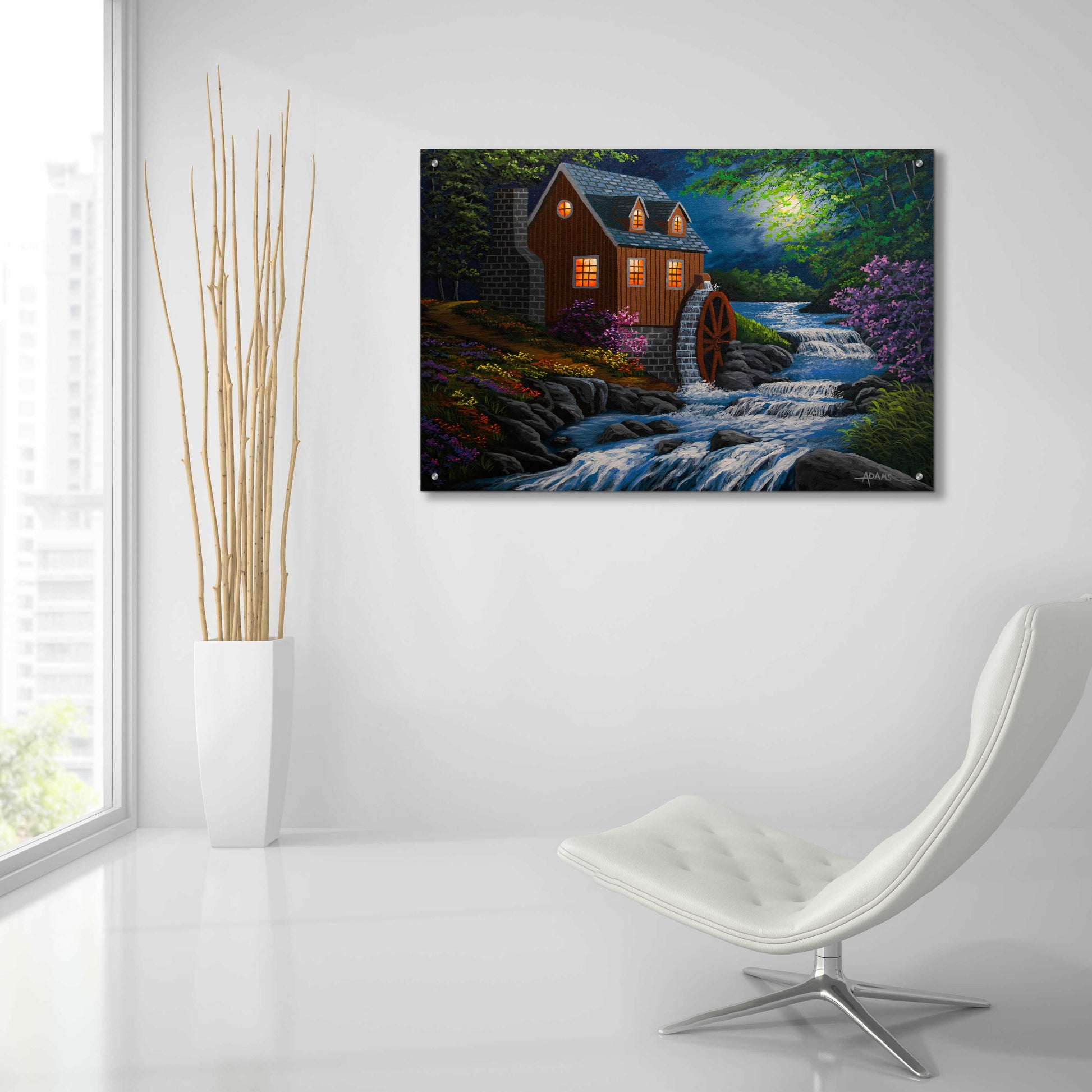 Epic Art 'Moonlit Mill' by Gary Adams, Acrylic Glass Wall Art,36x24