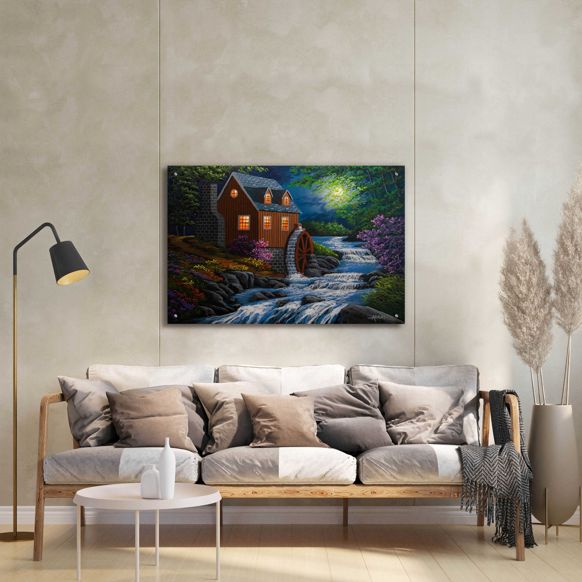 Epic Art 'Moonlit Mill' by Gary Adams, Acrylic Glass Wall Art,36x24