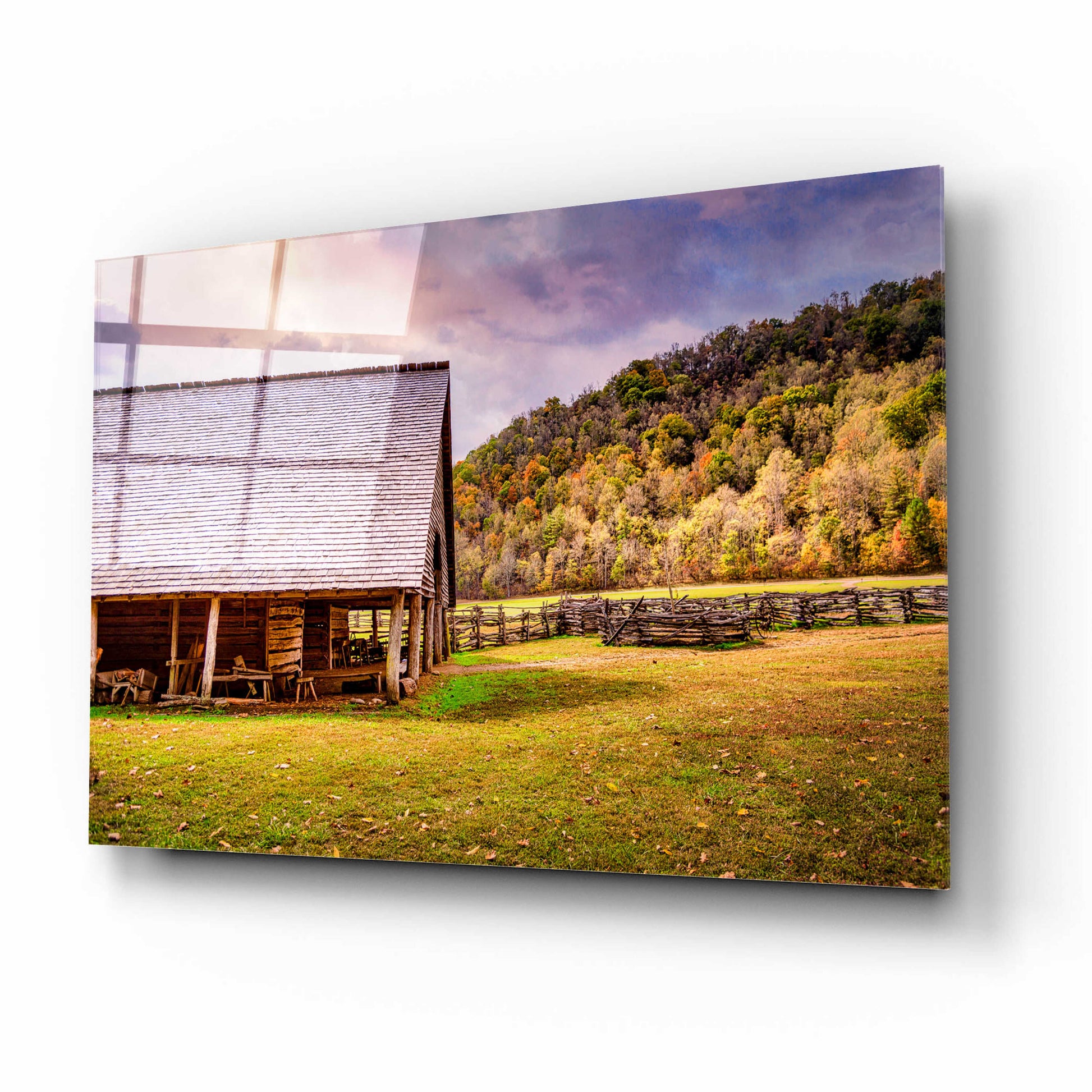 Epic Art 'Cabin in Autumn' by Grace Fine Arts Photography, Acrylic Glass Wall Art,16x12