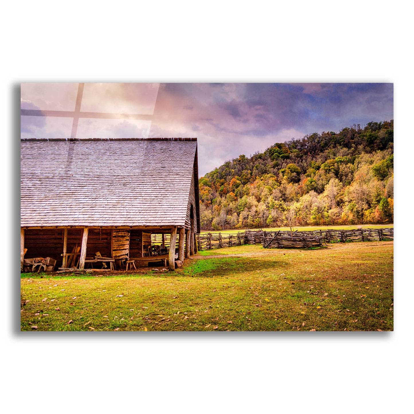 Epic Art 'Cabin in Autumn' by Grace Fine Arts Photography, Acrylic Glass Wall Art,16x12