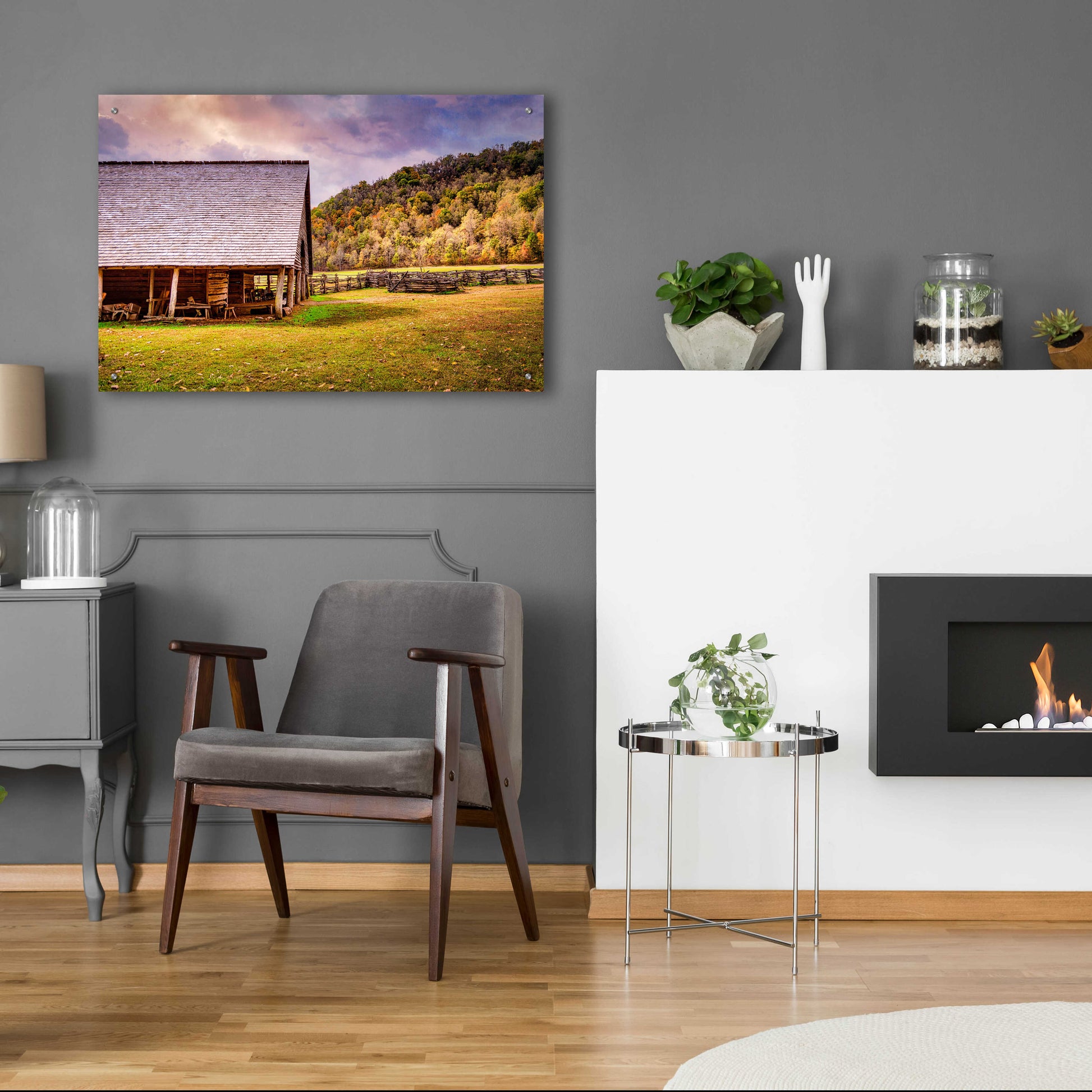 Epic Art 'Cabin in Autumn' by Grace Fine Arts Photography, Acrylic Glass Wall Art,36x24