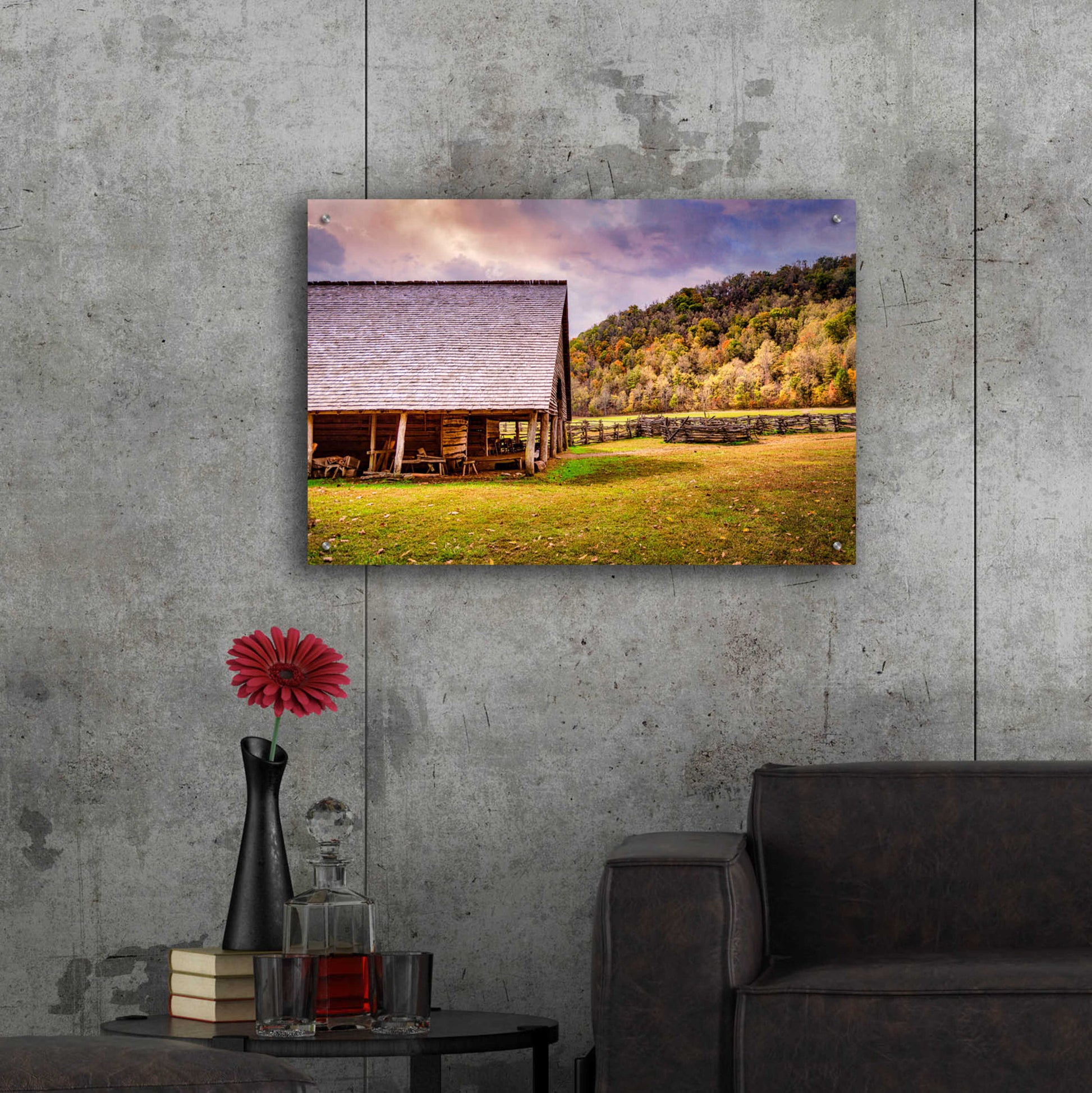 Epic Art 'Cabin in Autumn' by Grace Fine Arts Photography, Acrylic Glass Wall Art,36x24