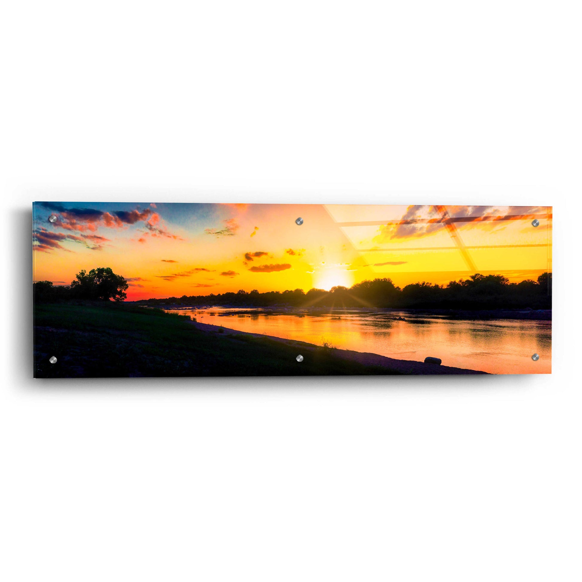 Epic Art 'Llano River Sunset' by Grace Fine Arts Photography, Acrylic Glass Wall Art,36x12