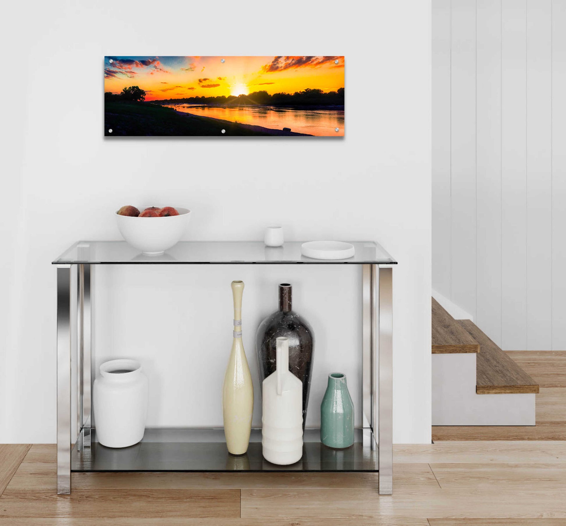 Epic Art 'Llano River Sunset' by Grace Fine Arts Photography, Acrylic Glass Wall Art,36x12