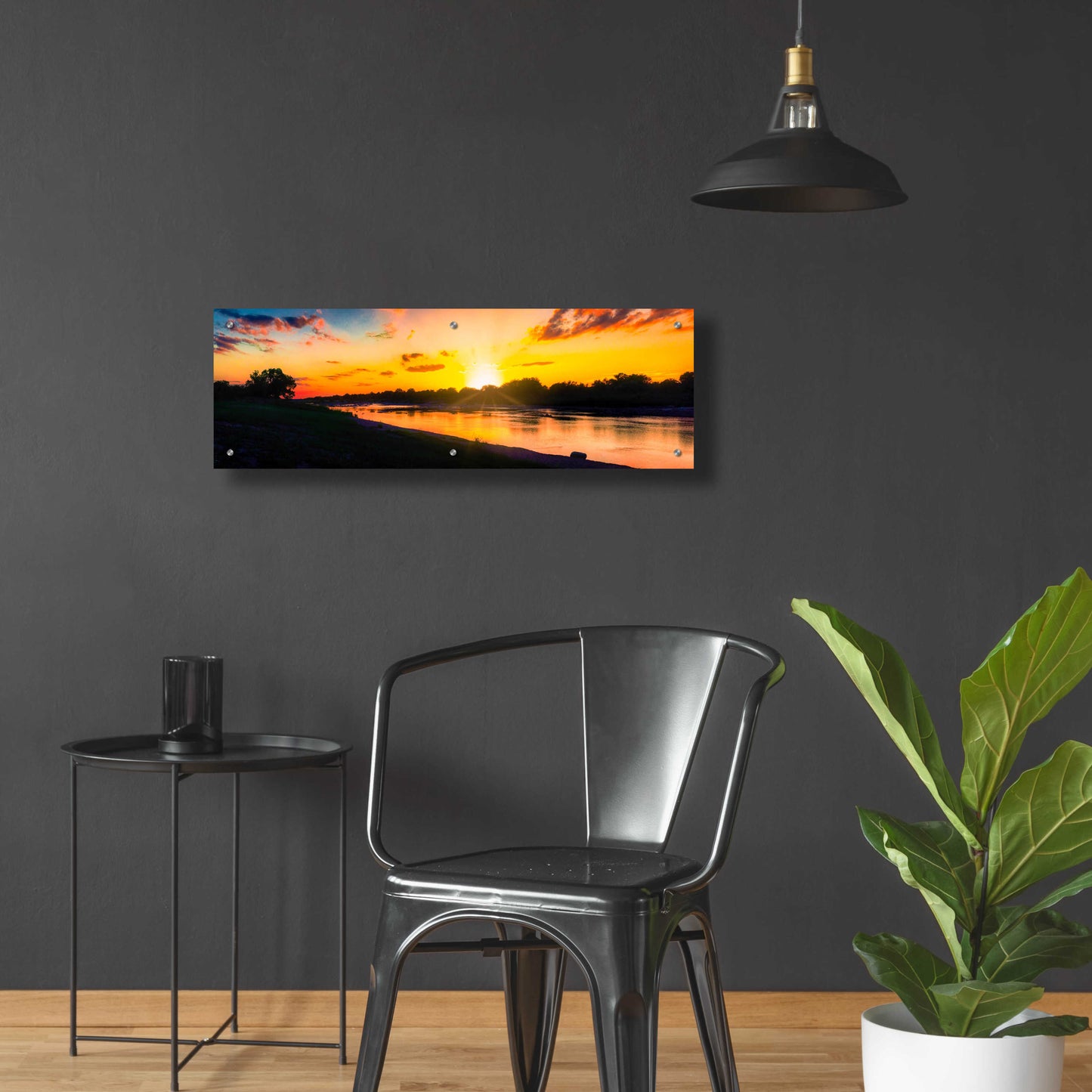 Epic Art 'Llano River Sunset' by Grace Fine Arts Photography, Acrylic Glass Wall Art,36x12