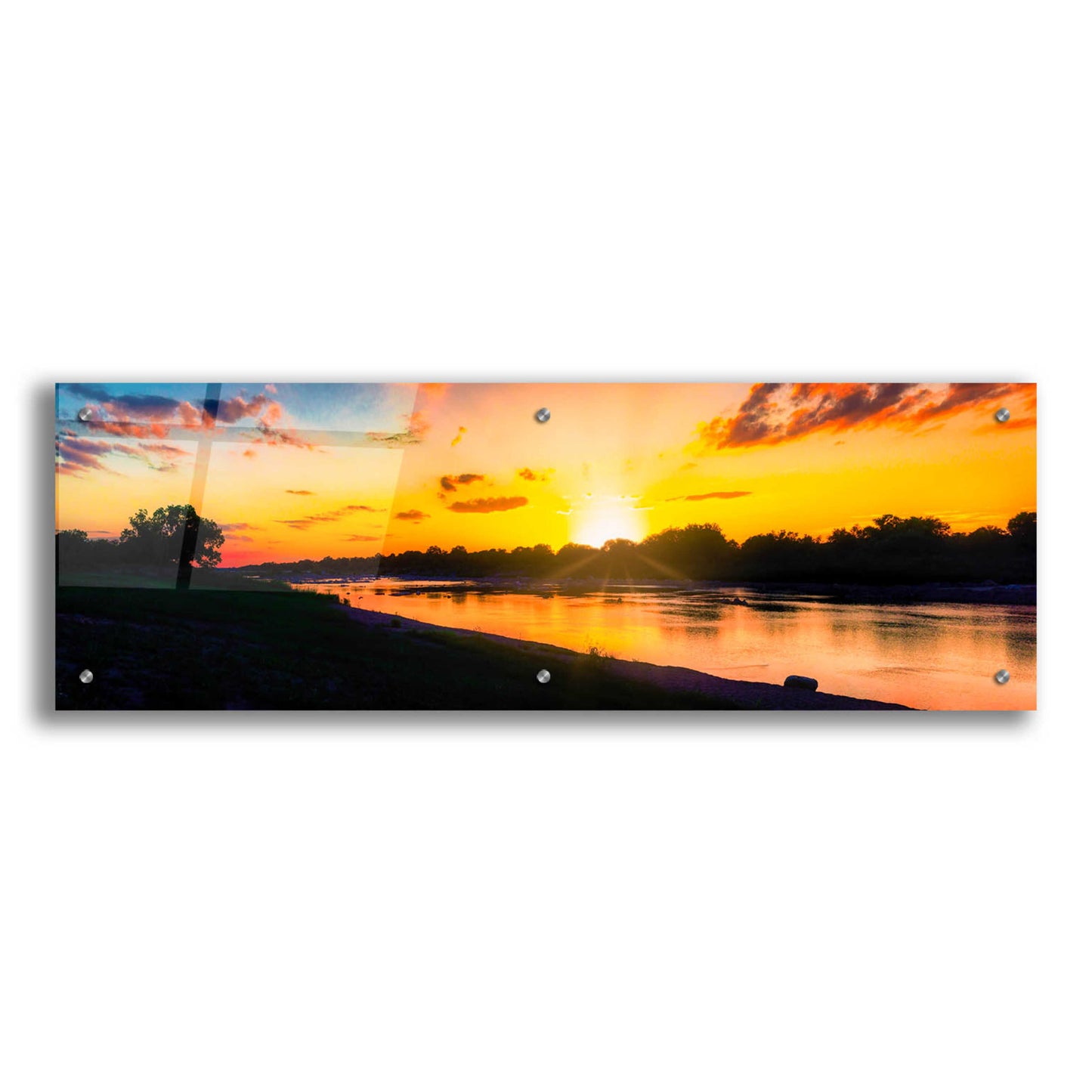 Epic Art 'Llano River Sunset' by Grace Fine Arts Photography, Acrylic Glass Wall Art,36x12