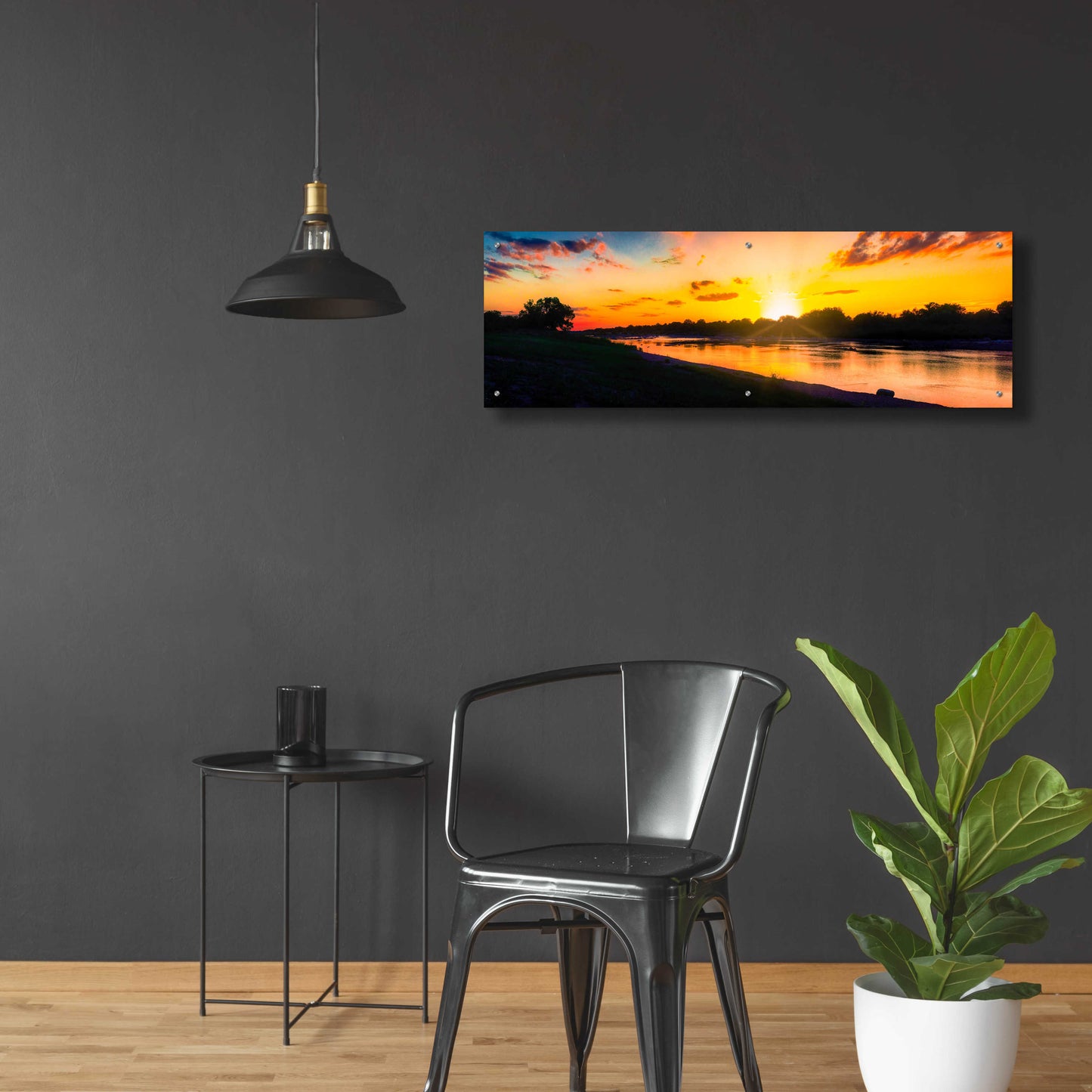 Epic Art 'Llano River Sunset' by Grace Fine Arts Photography, Acrylic Glass Wall Art,48x16