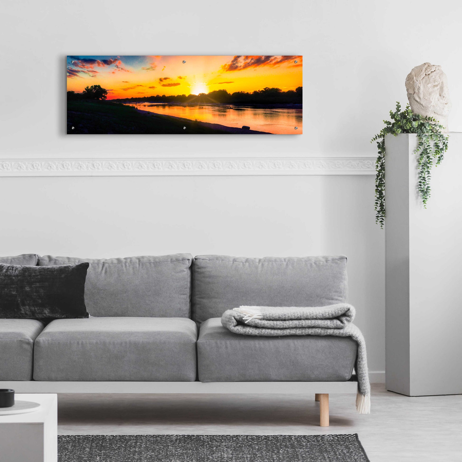 Epic Art 'Llano River Sunset' by Grace Fine Arts Photography, Acrylic Glass Wall Art,48x16