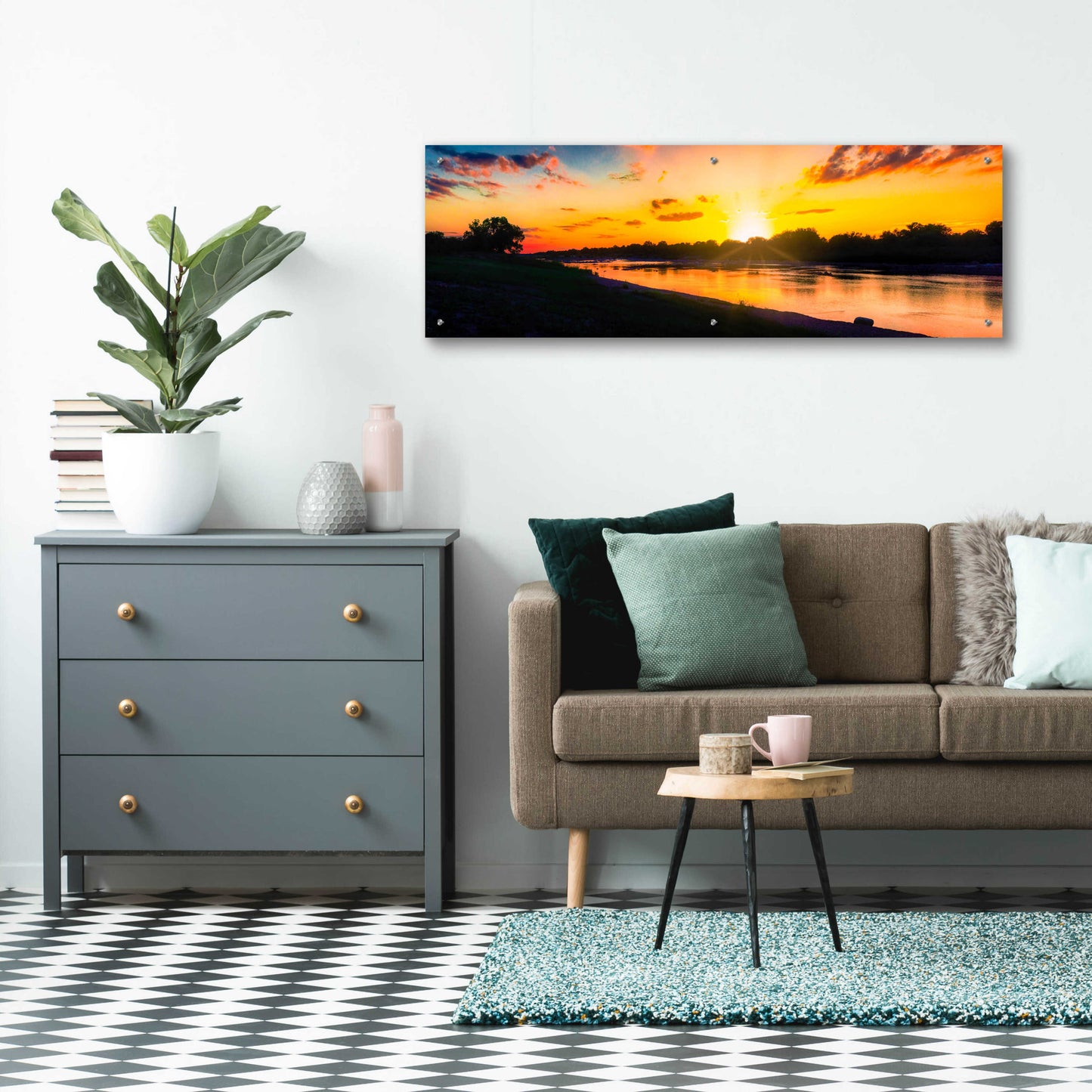 Epic Art 'Llano River Sunset' by Grace Fine Arts Photography, Acrylic Glass Wall Art,48x16