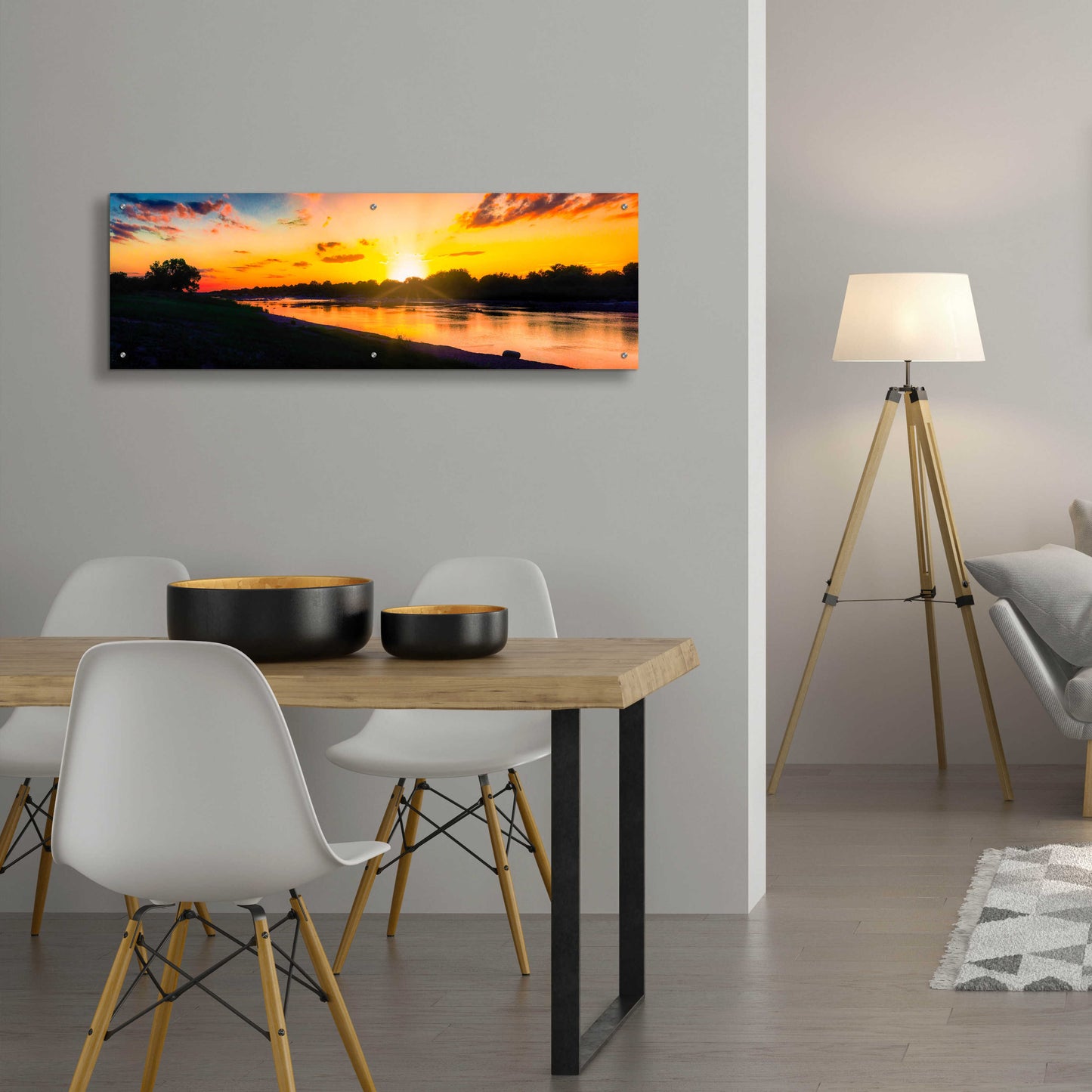 Epic Art 'Llano River Sunset' by Grace Fine Arts Photography, Acrylic Glass Wall Art,48x16