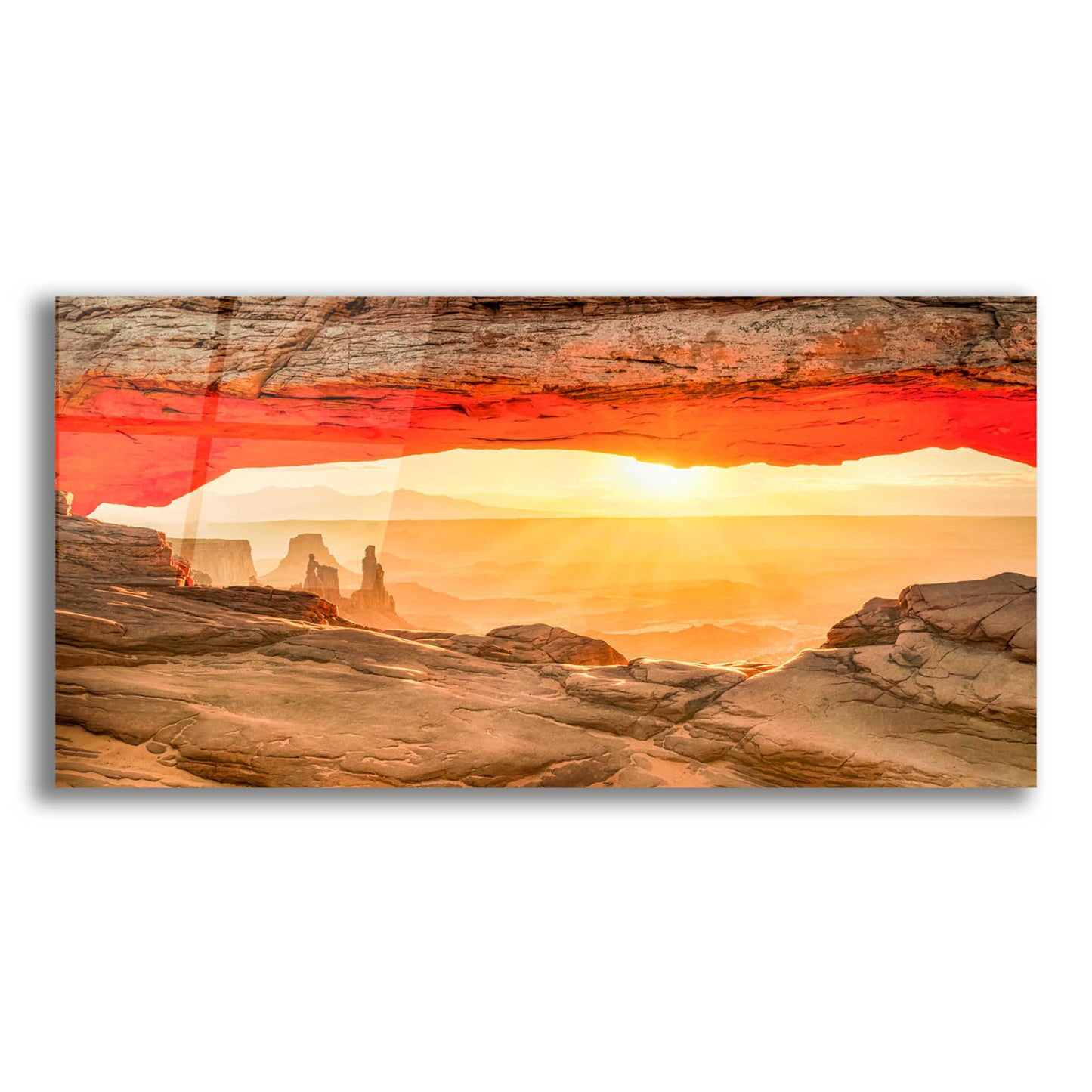 Epic Art 'Mesa Arch Sun Flare 2' by Grace Fine Arts Photography, Acrylic Glass Wall Art,24x12