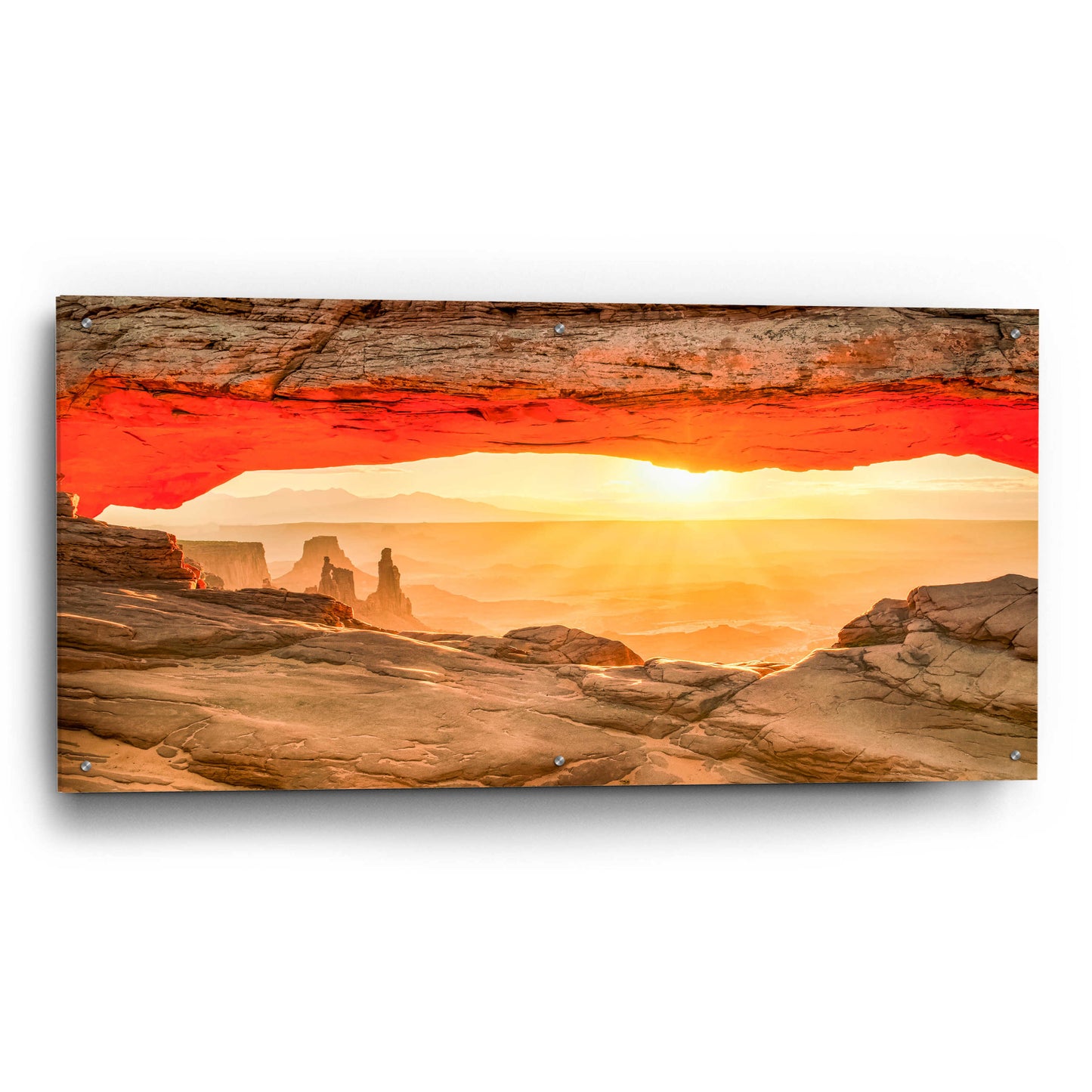 Epic Art 'Mesa Arch Sun Flare 2' by Grace Fine Arts Photography, Acrylic Glass Wall Art,48x24